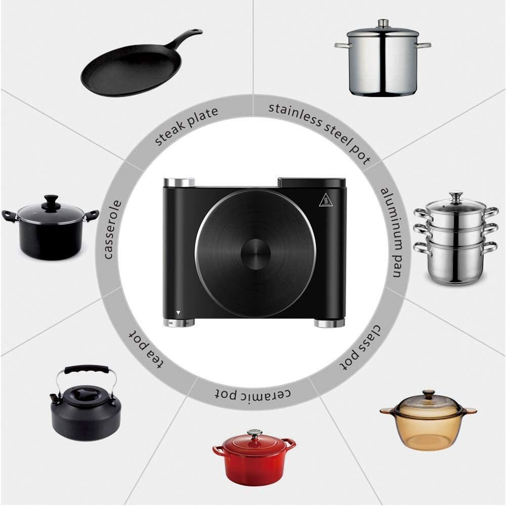 Cusimax Hot Plate Electric Burner Single Burner Cast Iron Hot Plates For Cooking Portable Burner 1500W With Adjustable Temperature Control Stainless Steel Non-Slip Rubber Feet, Upgraded Version