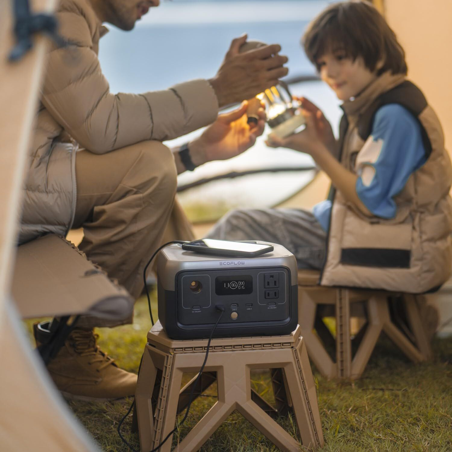 Ef Ecoflow Portable Power Station River 2, 256Wh Lifepo4 Battery/ 1 Hour Fast Charging, 2 Up To 600W Ac Outlets, Solar Generator (Solar Panel Optional) For Outdoor Camping/Rvs/Home Use