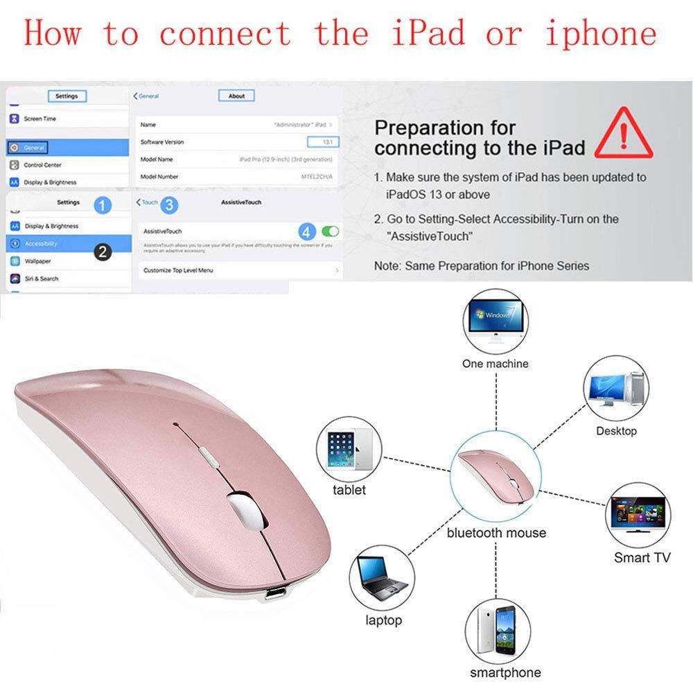Zeru Bluetooth Mouse Rechargeable Wireless Mouse For Macbook Pro,Bluetooth Wireless Mouse For Laptop Pc Computer (Rose Gold)