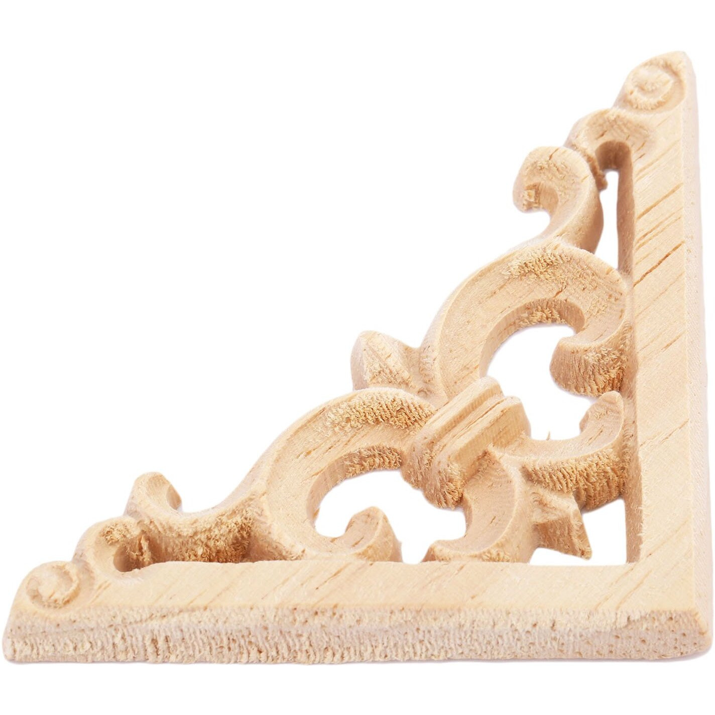 Muxsam 4Pcs Wood Carved Appliques Onlays, Unpainted Wooden Corner Carvings Decals Frame Molding Set For Wall Door Mirror Cabinet Dresser Cupboard Headboard Wardrobe Closet Decor, 6X6Cm/2.36"&quotX2.36""