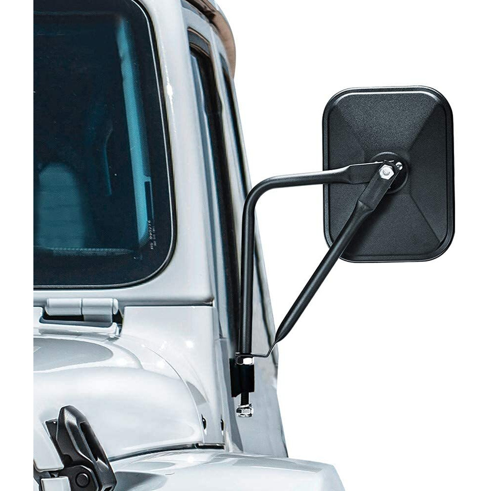 Calbeau Mirrors Doors Off, 2 Pack Square Adventure Side View Mirrors For Jeep Wrangler Cj Yj Tj Jk Jl Jt Unlimited Accessories, Quicker Install Door Hinge Mirror For Safe Doors Off Driving