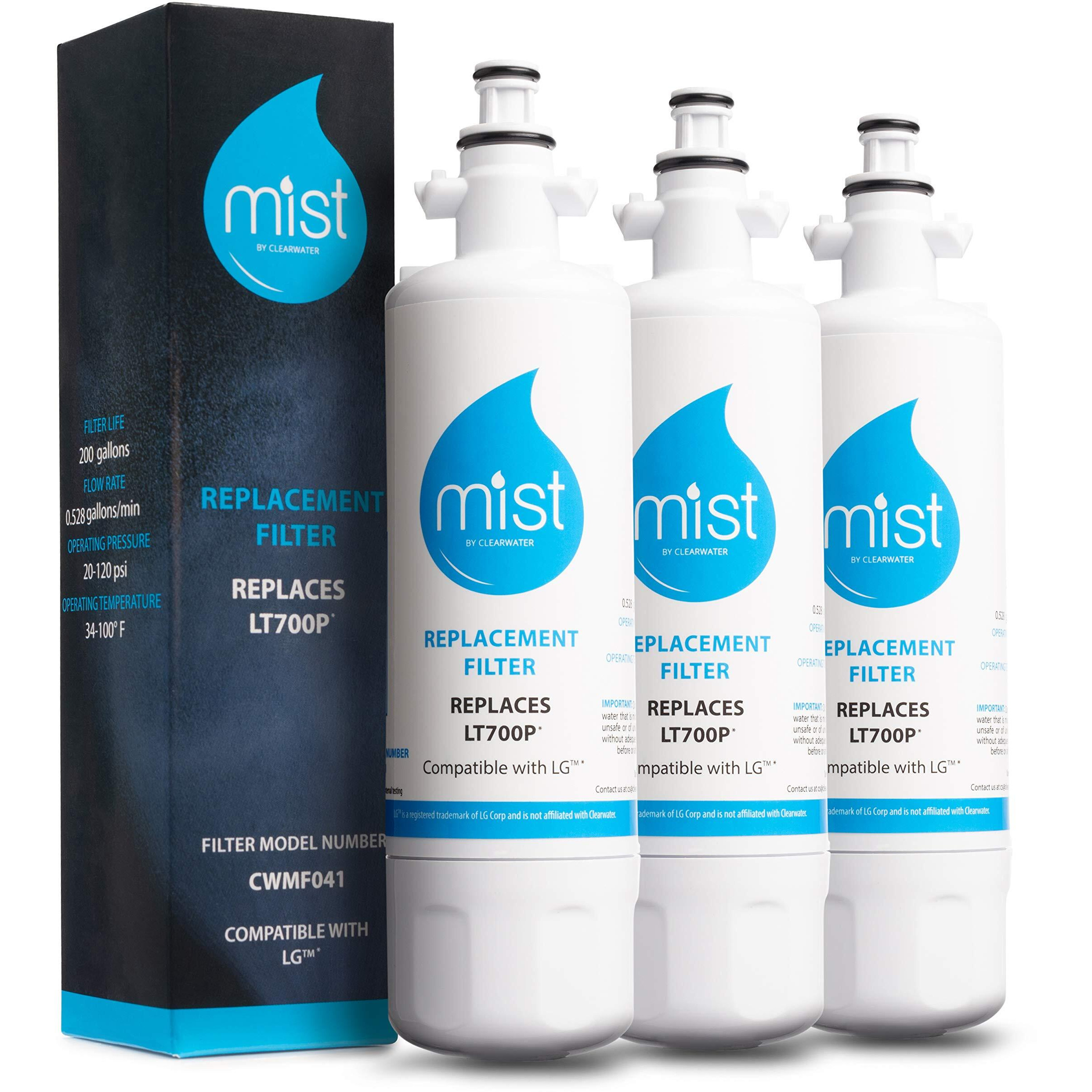 Mist Lt700P Water Filter Replacement For Lg Adq36006101, Refrigerator Water Filter Compatible With Adq36006102, Kenmore Elite 9690, 46-9690, 469690, Rfc 1200A, Fml-3, Lfx31925St (3 Pack)