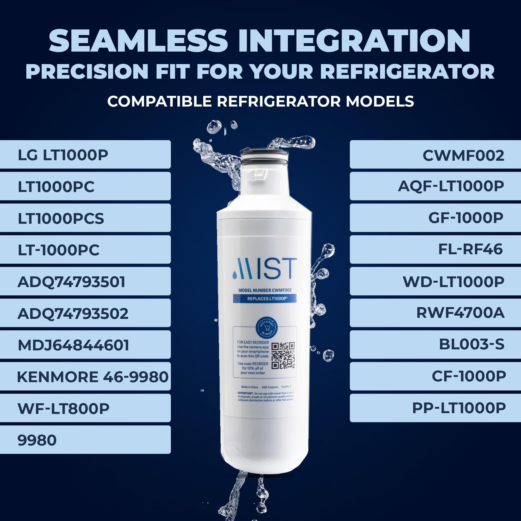 Mist Lt1000P Water Filter Replacement, Compatible With Lg Models Adq747935, Mdj64844601, Lmxs28626D, Lt1000Pc, Lt-1000Pc Kenmore 46-9980, 469981 (2 Pack)