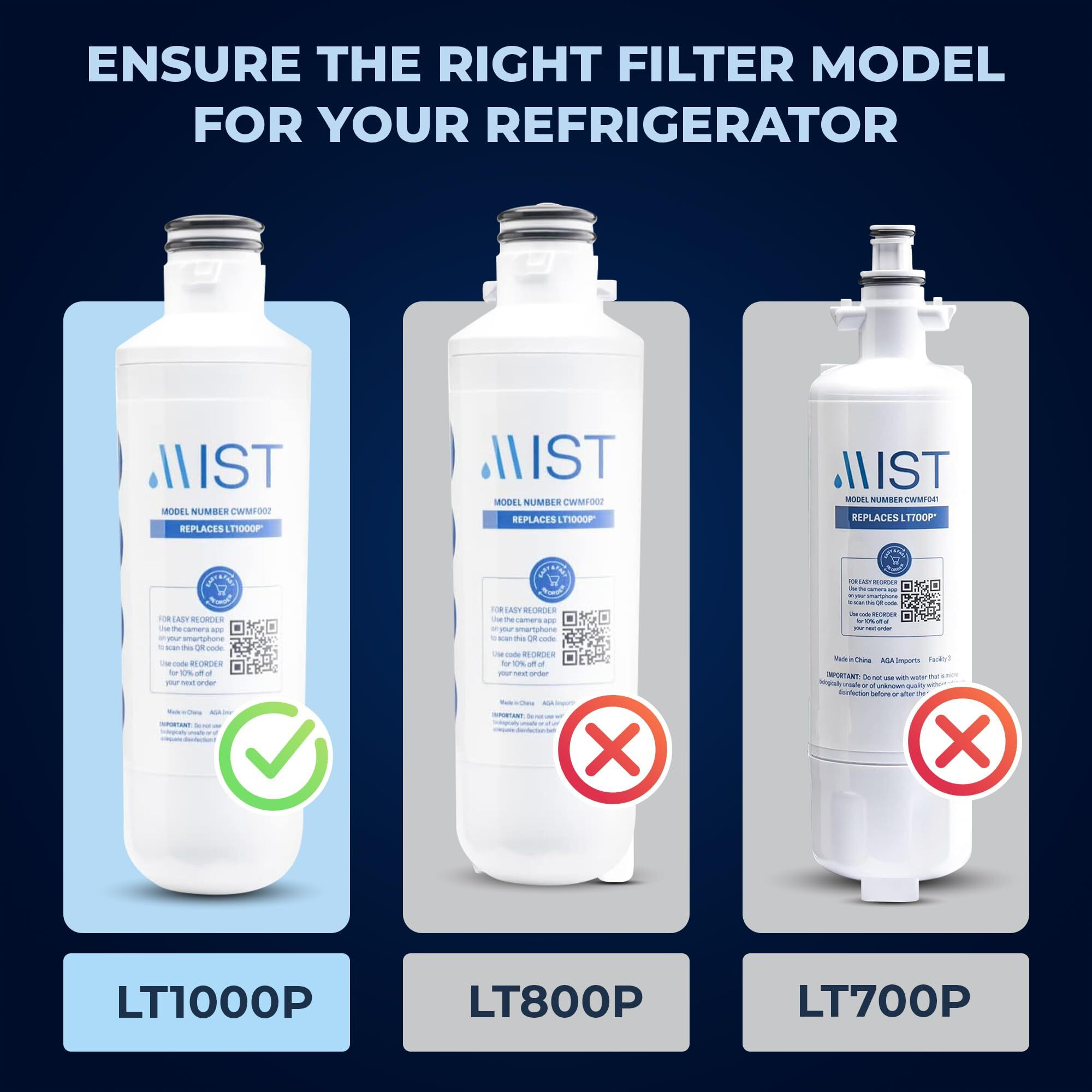 Mist Lt1000P Water Filter Replacement, Compatible With Lg Models Adq747935, Mdj64844601, Lmxs28626D, Lt1000Pc, Lt-1000Pc Kenmore 46-9980, 469981 (2 Pack)
