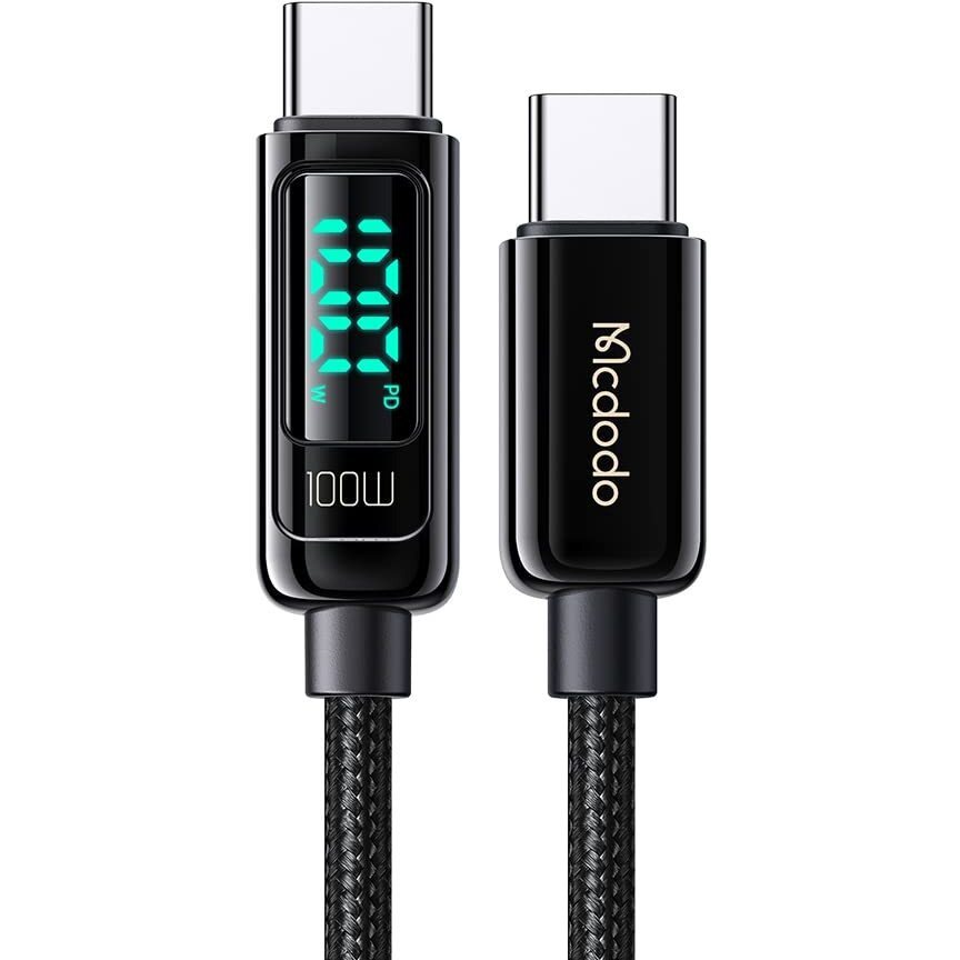 Mcdodo Usb C To Usb C Charging Cable 4Ft Type C Fast Charging Cable 100W With Led Display Usb-C To Usb-C Cable Nylon Braided Usb-C Cord For Iphone 16/15/15 Pro/Galaxy S23/Ipad Pro/Macbook Pro