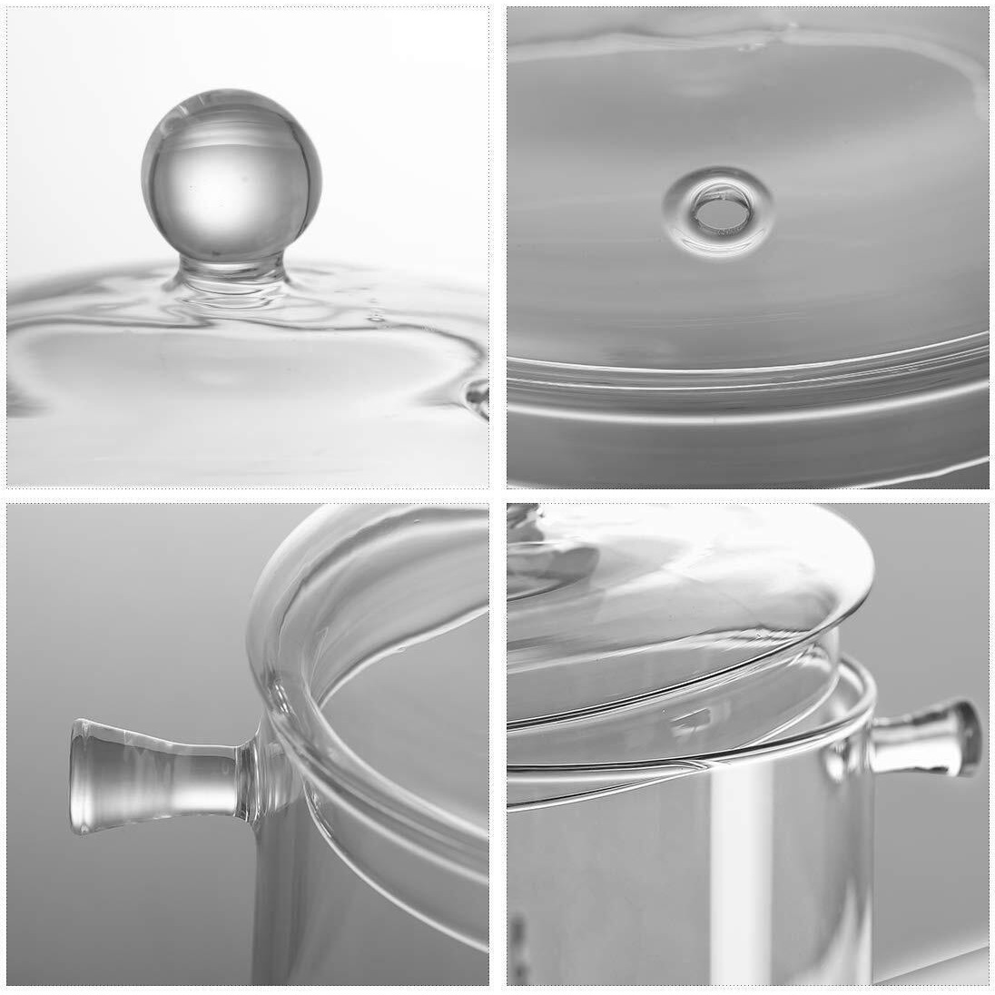 Glass Saucepan With Cover, 1.5L/50 Fl Oz Heat-Resistant Glass Stovetop Pot And Pan With Lid, The Best Handmade Glass Cookware Set Cooktop Safe For Pasta Noodle, Soup, Milk, Baby Food