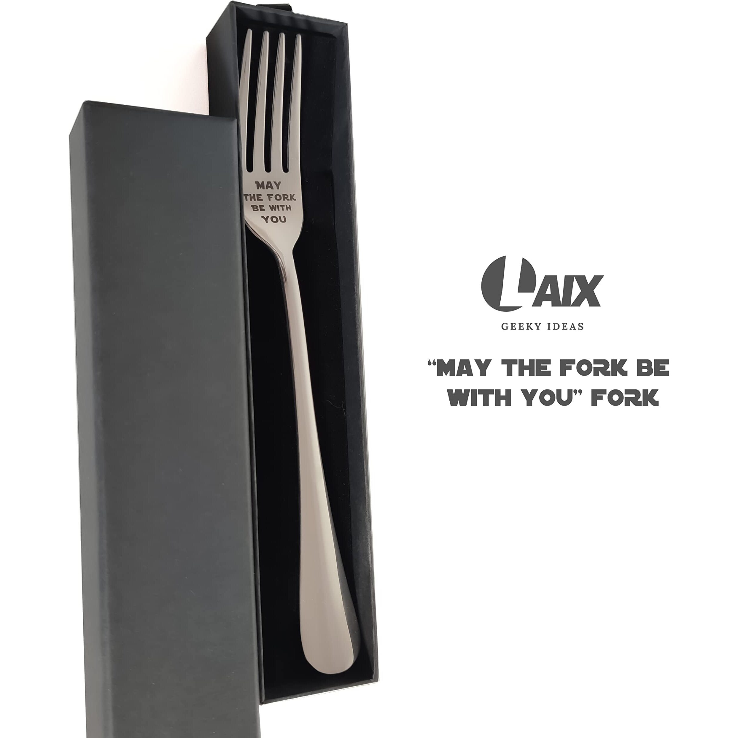 May The Fork Be With You Laser Engraved Stainless Steel Fork With Gift Box, Gift For Starwars Fans