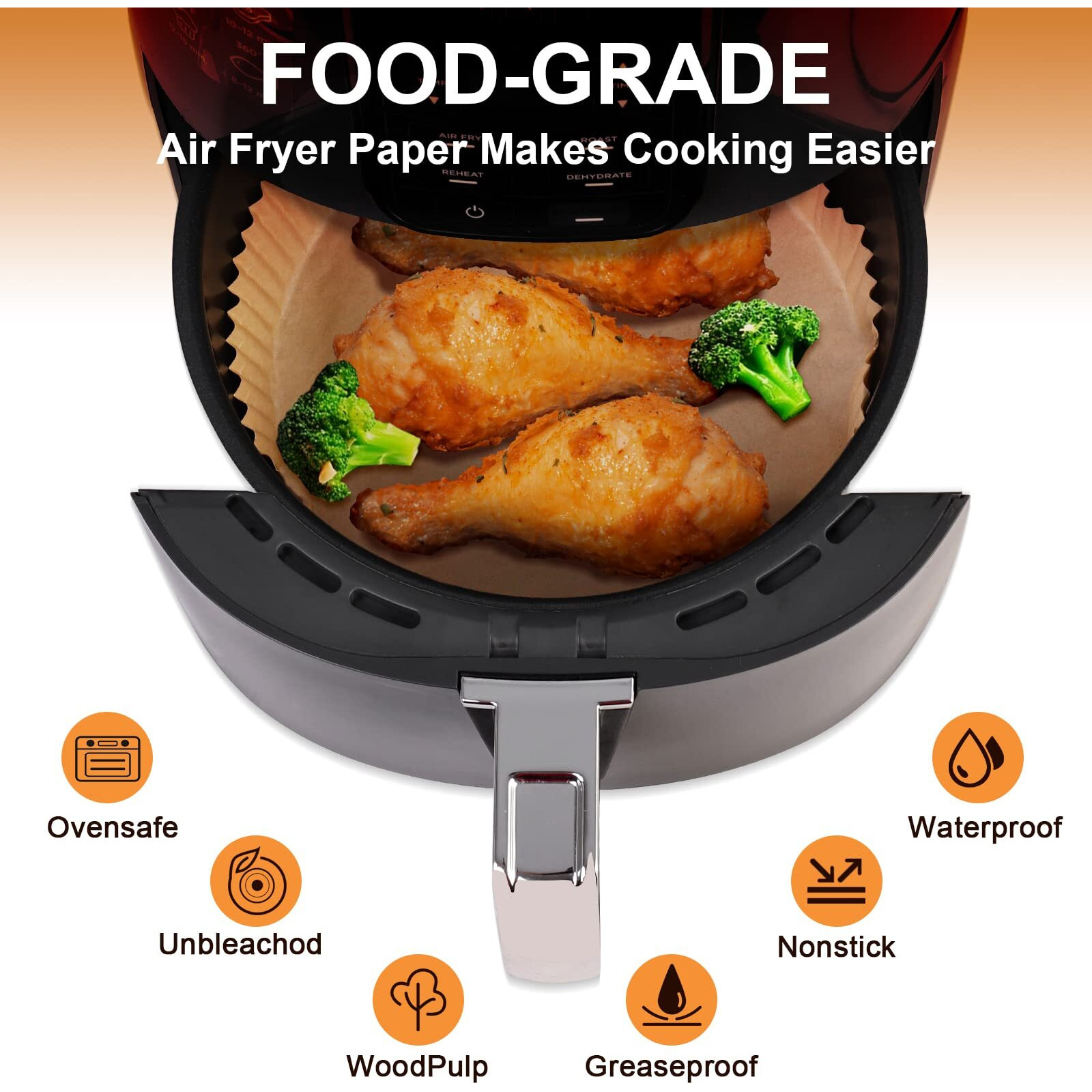 Siudangka Air Fryer Liners For Ninja Air Fryer, 100 Pcs Air Fryer Disposable Paper Liner Air Fryer Accessories For Ninja Af101 Air Fryer Ninja Af150Air Fryer Xl Ninja Af161