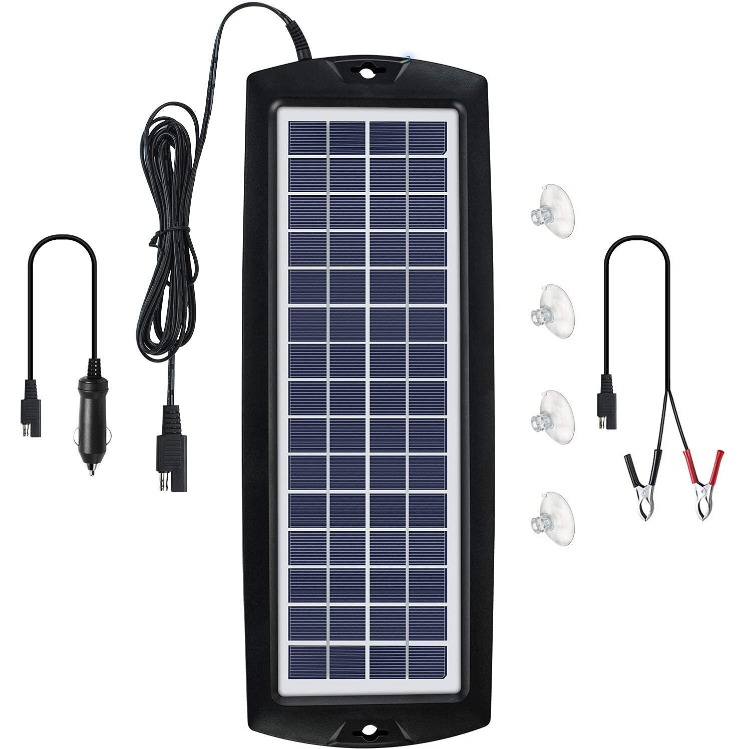 Sunway Solar Car Battery Trickle Charger & Maintainer 12V Solar Panel Power Kit Portable Backup For Car Automotive Rv Marine Boat Motorcycle Truck Trailer Tractor Powersports Snowmobile Farm Equipment