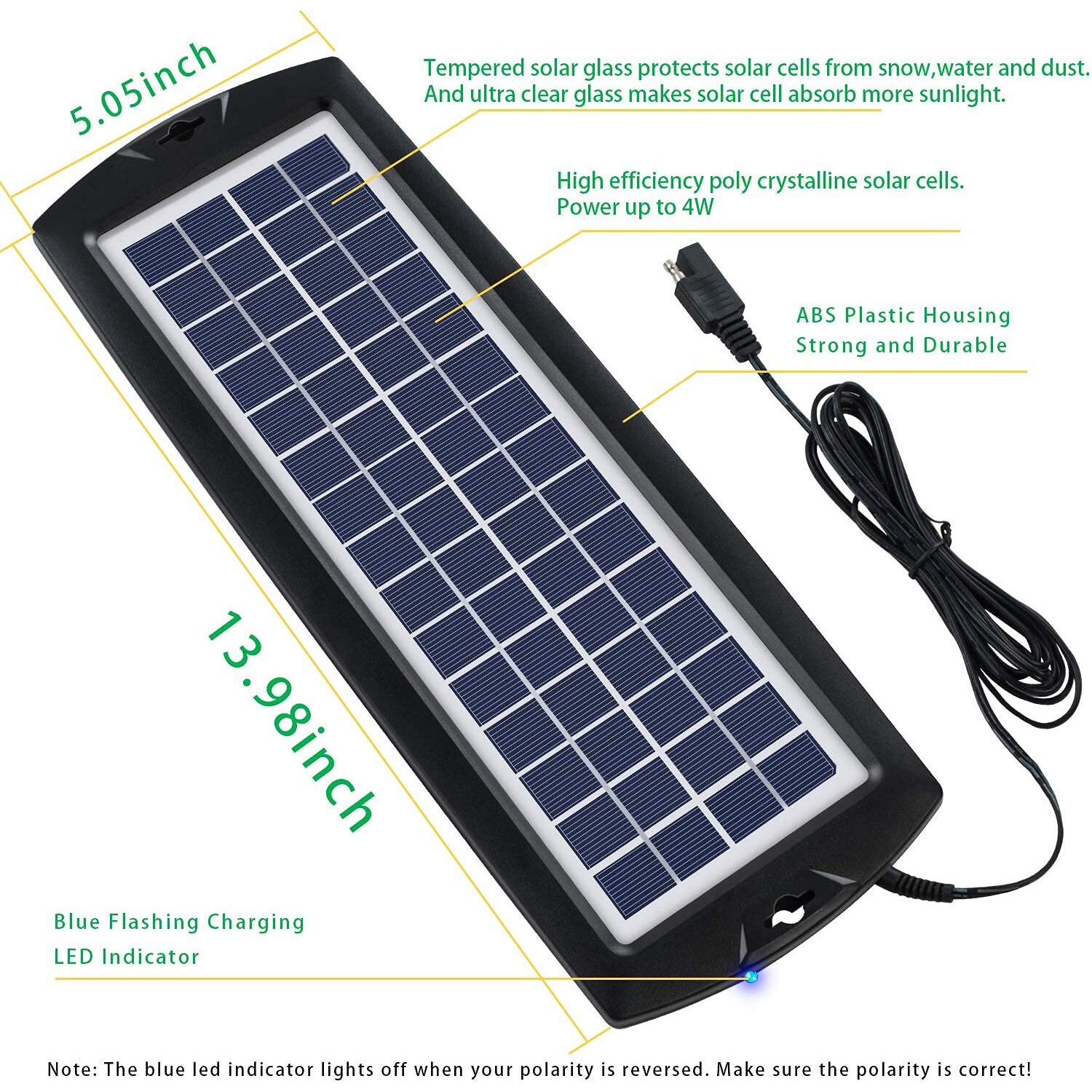 Sunway Solar Car Battery Trickle Charger & Maintainer 12V Solar Panel Power Kit Portable Backup For Car Automotive Rv Marine Boat Motorcycle Truck Trailer Tractor Powersports Snowmobile Farm Equipment