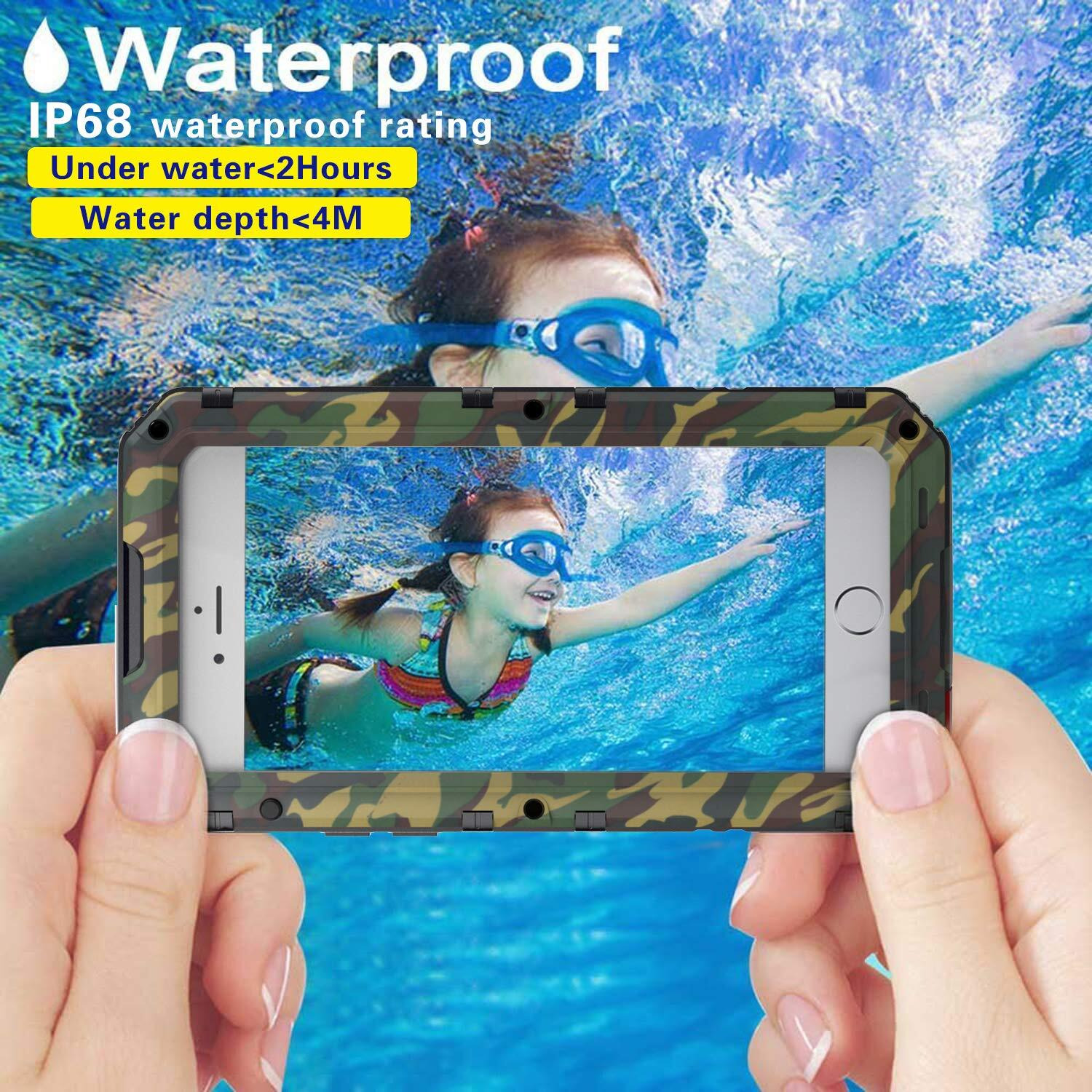 Beasyjoy For Iphone Se 2022/2020, For Iphone 7/8 Case Waterproof, Metal Heavy Duty Case With Screen Protector, Full Body Protective Military Grade Shockproof Dropproof Tough Case, Camo