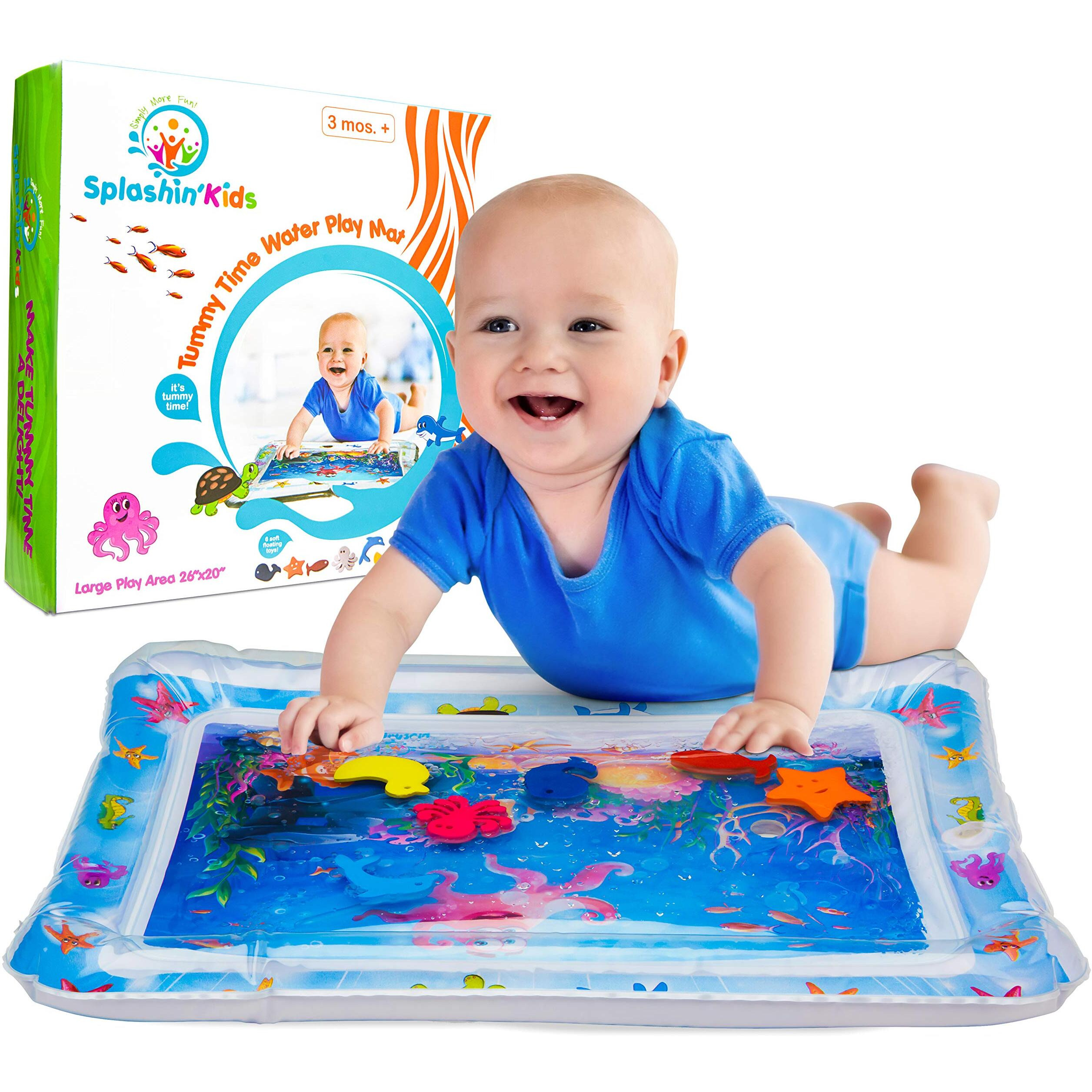 Splashin'Kids Inflatable Tummy Time Premium Water Mat Infants And Toddlers Is The Perfect Fun Time Play Activity Center Your Baby's Stimulation Growth