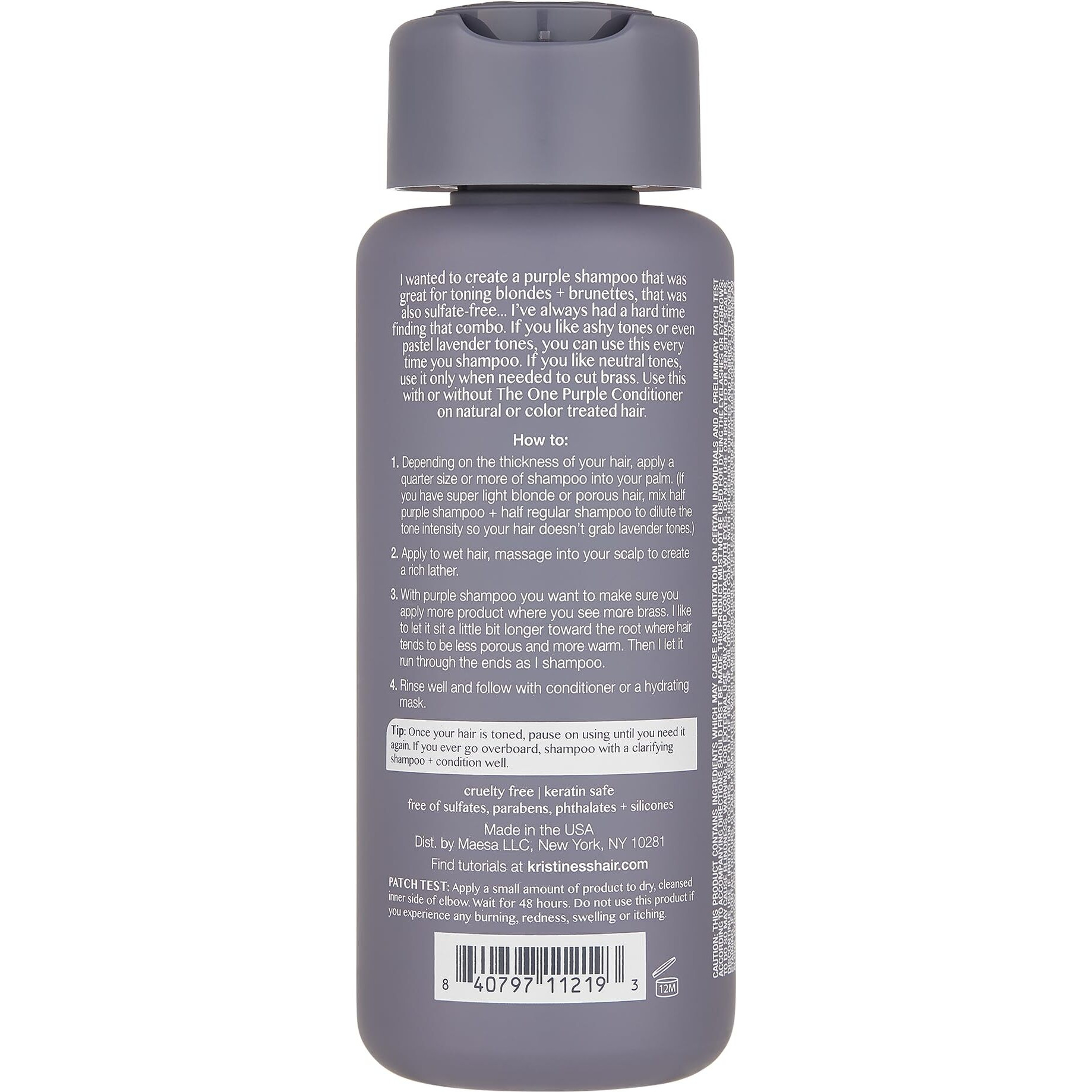 Kristin Ess Hair The One Purple Shampoo For Toning Blonde Hair - Neutralizes Brass + Yellow Tones, Shine Restoring - Sulfate, Silicone And Paraben Free, Color + Keratin Safe, 10 Fl. Oz.