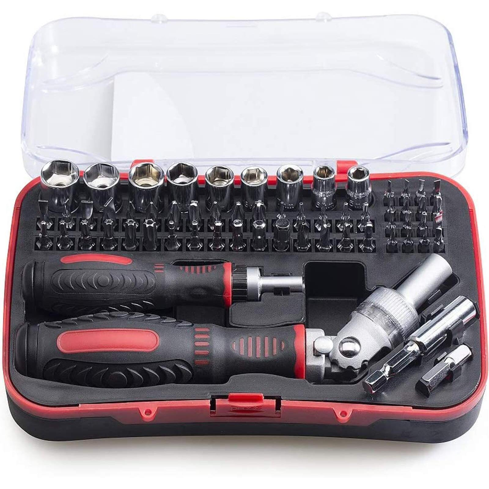 Jenabom 61 In 1 Ratcheting Screwdriver Set, Magnetic Screwdriver Bit Set With Rotatable Ratchet Handles, Sockets & Bits, Household Repair Tool Kits For Computers, Electronic Devices, Furniture