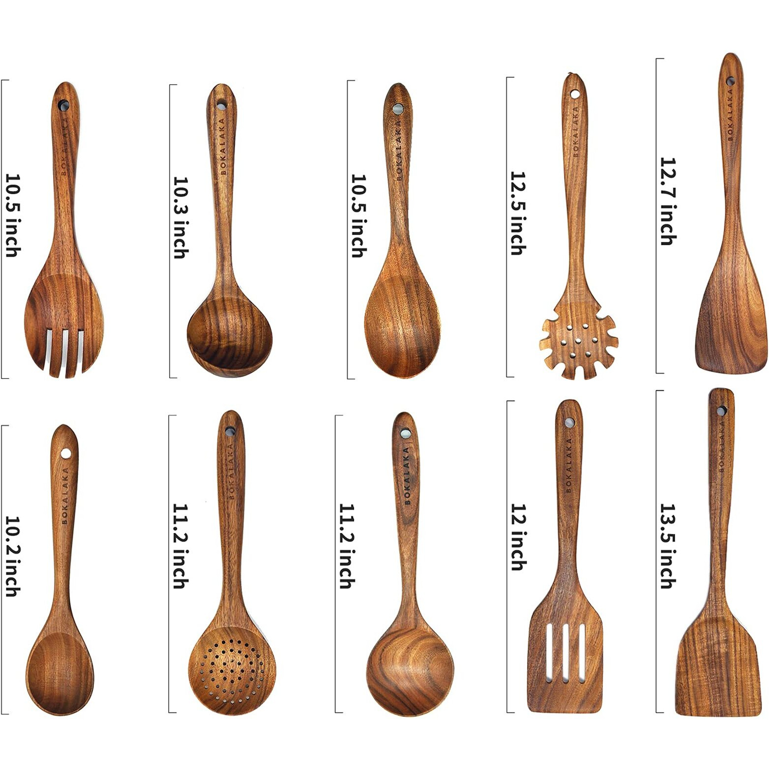 Wooden Spoons For Cooking,10 Pcs Natural Teak Wooden Kitchen Utensils Set Wooden Utensils For Cooking Wooden Cooking Utensils Wooden Spatulas For Cooking