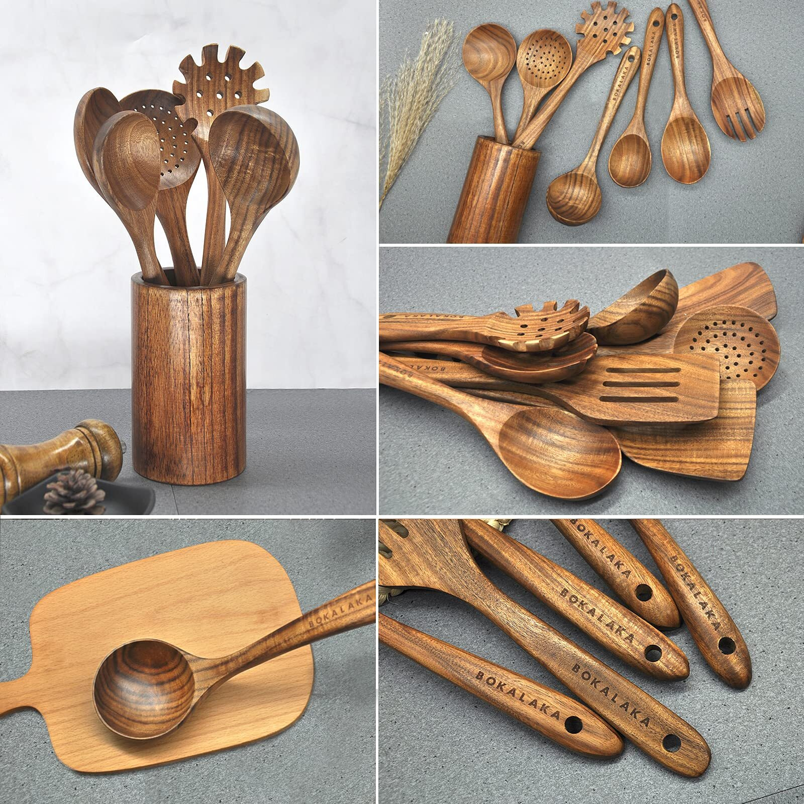 Wooden Spoons For Cooking,10 Pcs Natural Teak Wooden Kitchen Utensils Set Wooden Utensils For Cooking Wooden Cooking Utensils Wooden Spatulas For Cooking