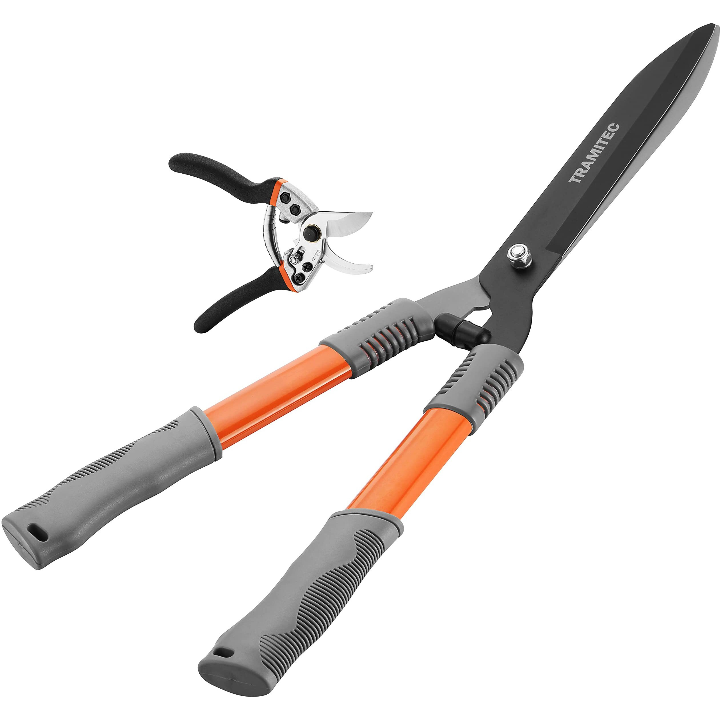 Tramitec Garden Hedge Shears. Hedge Clippers & Shears Set With Super Pruning Shears. Heavy Duty Garden Clippers For Shaping Bushes Nicely. Hedge Scissors & Shears Made With Durable Carbon Steel.