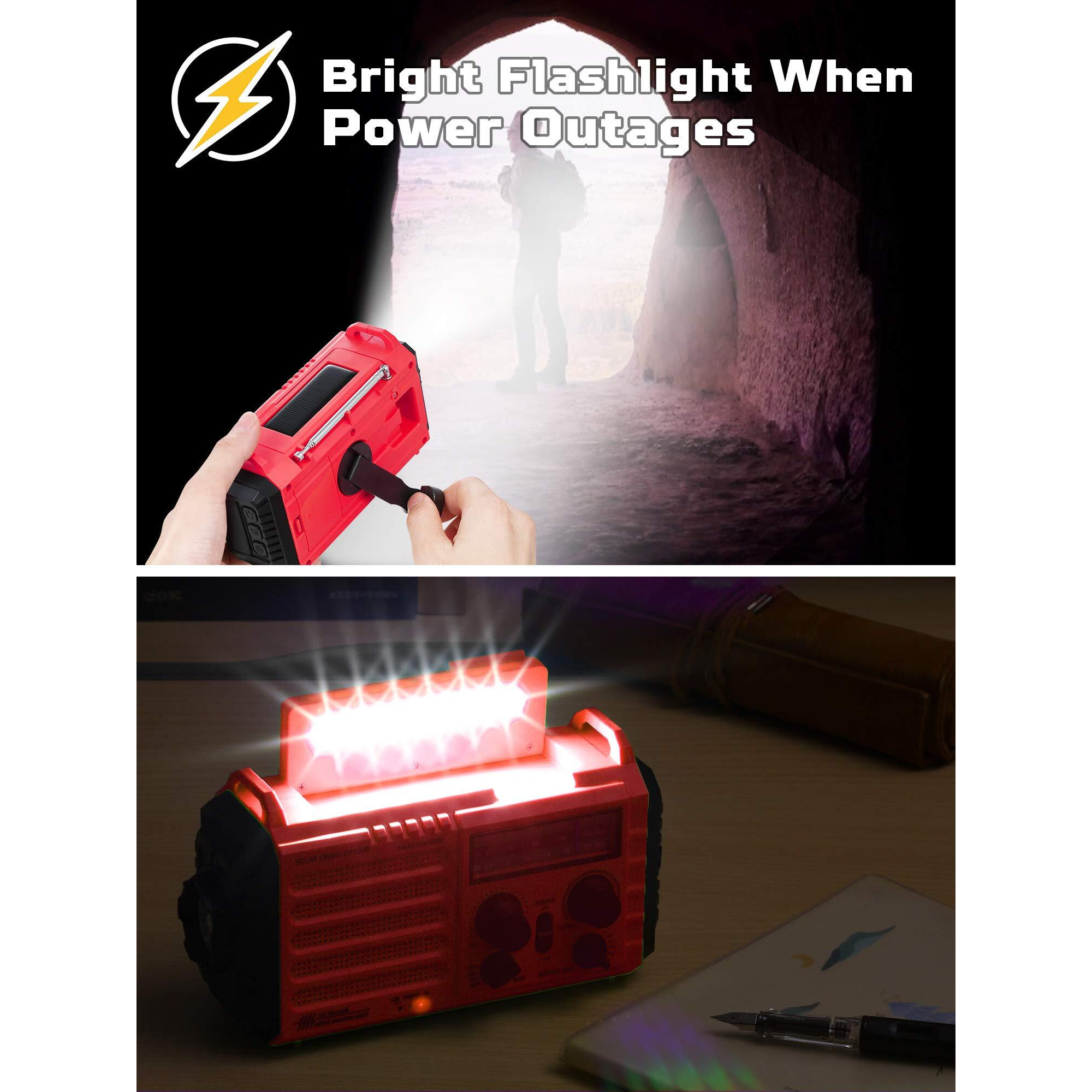 5000Mah Weather Alert Radio, Am/Fm/Sw/Noaa Radio, Solar Hand Crank Portable Survival Emergency Radio,Rechargeable Battery Power Bank Usb Cellphone Charger,Camping Flashlight Lantern,Sos Alarm,Compass