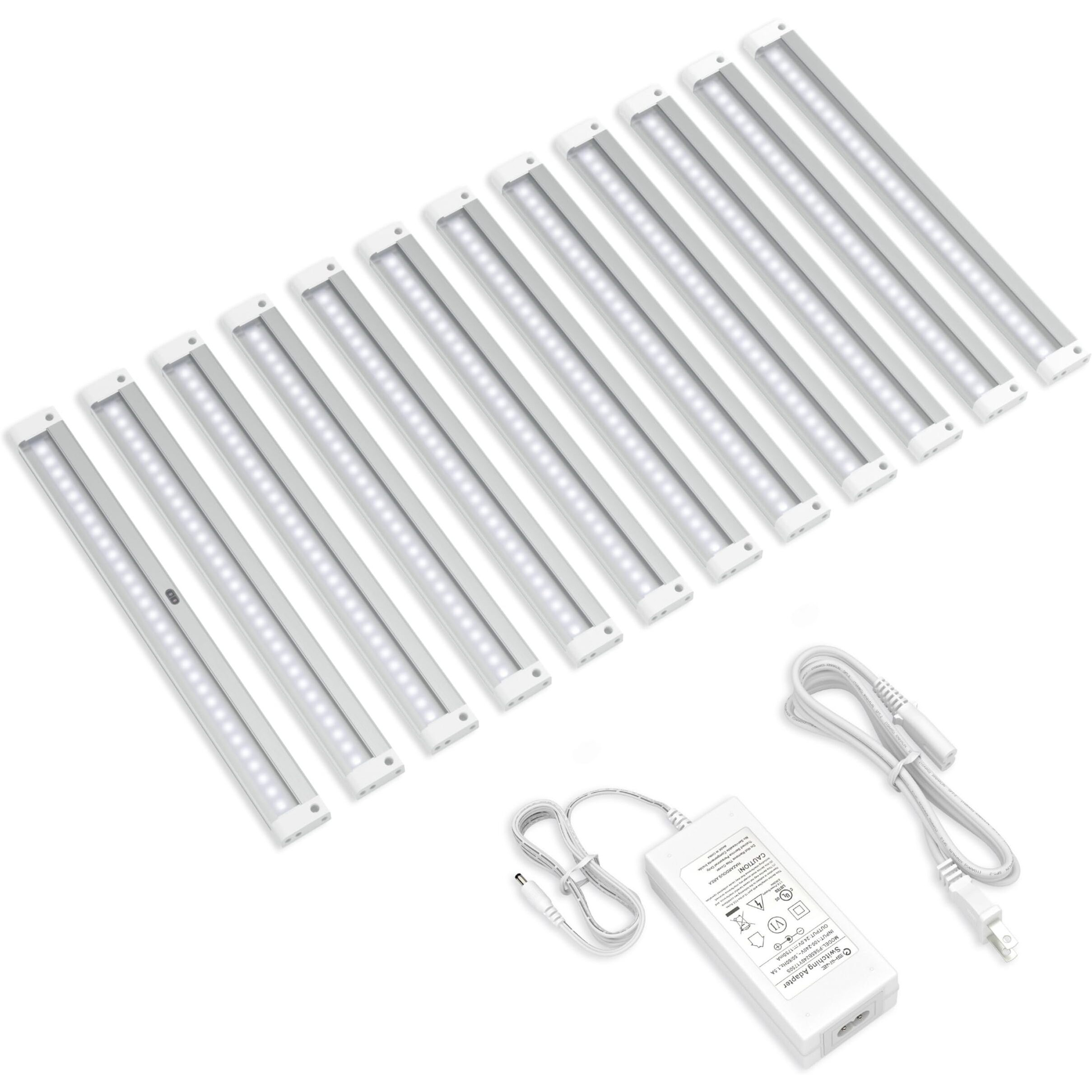 Eshine Hand Wave Activated Under Cabinet Led Lighting Kit, Dimmable, 4-Pack 12 In - Touchless Dimming Control, White Under Counter Lights For Kitchen, Garage, Office, Desk - Cool White (6000K)