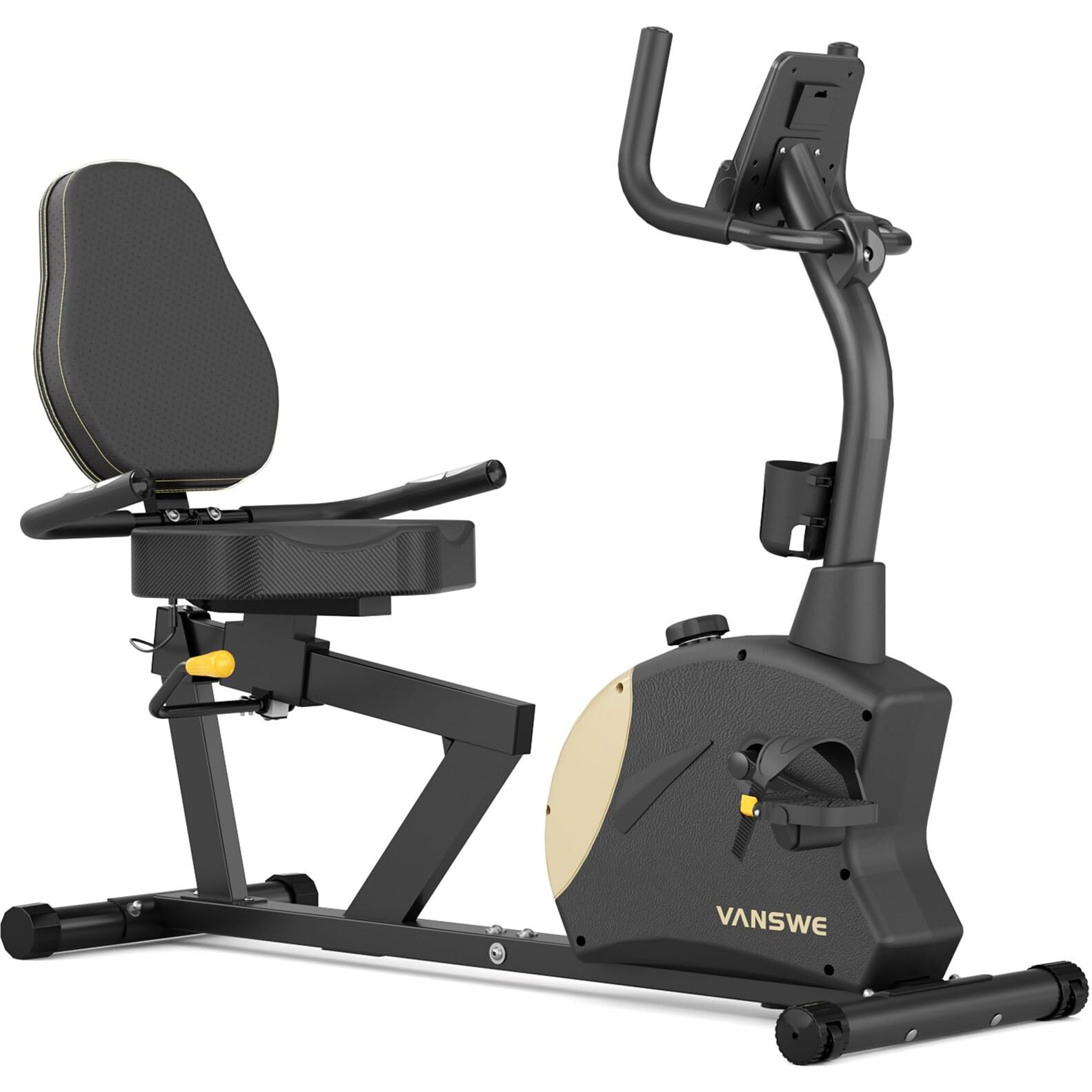 Vanswe Recumbent Exercise Bike, Recumbent Stationary Bikes For Home 400 Lbs Weight Capacity, Exercise Bike For Home Seniors With Smart App And Bluetooth Connectivity, Led Display, Pulse Handle (Black)