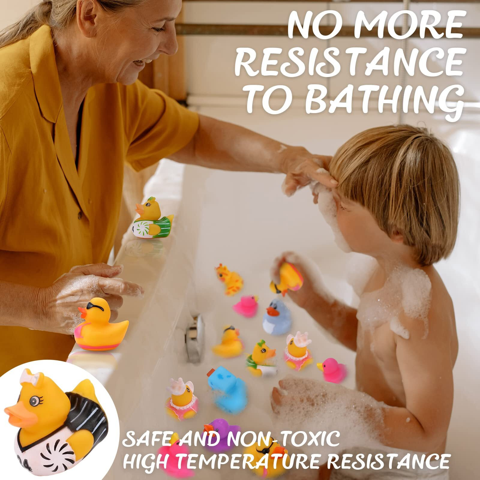 Rubber Ducks In Bulk 50 Pack, Ducks For Jeeps, Assorted Duckies For Jeep Ducking, Floater Duck Bath Toys For Kids Baby Showers Accessories, Birthday Gifts