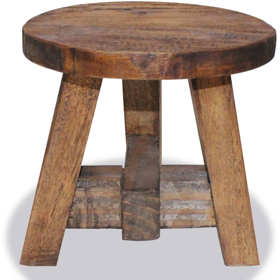 Vidaxl Solid Reclaimed Wood Stool - Handcrafted, Compact & Portable Home Accessory Featuring Farmhouse Style And Vintage Look