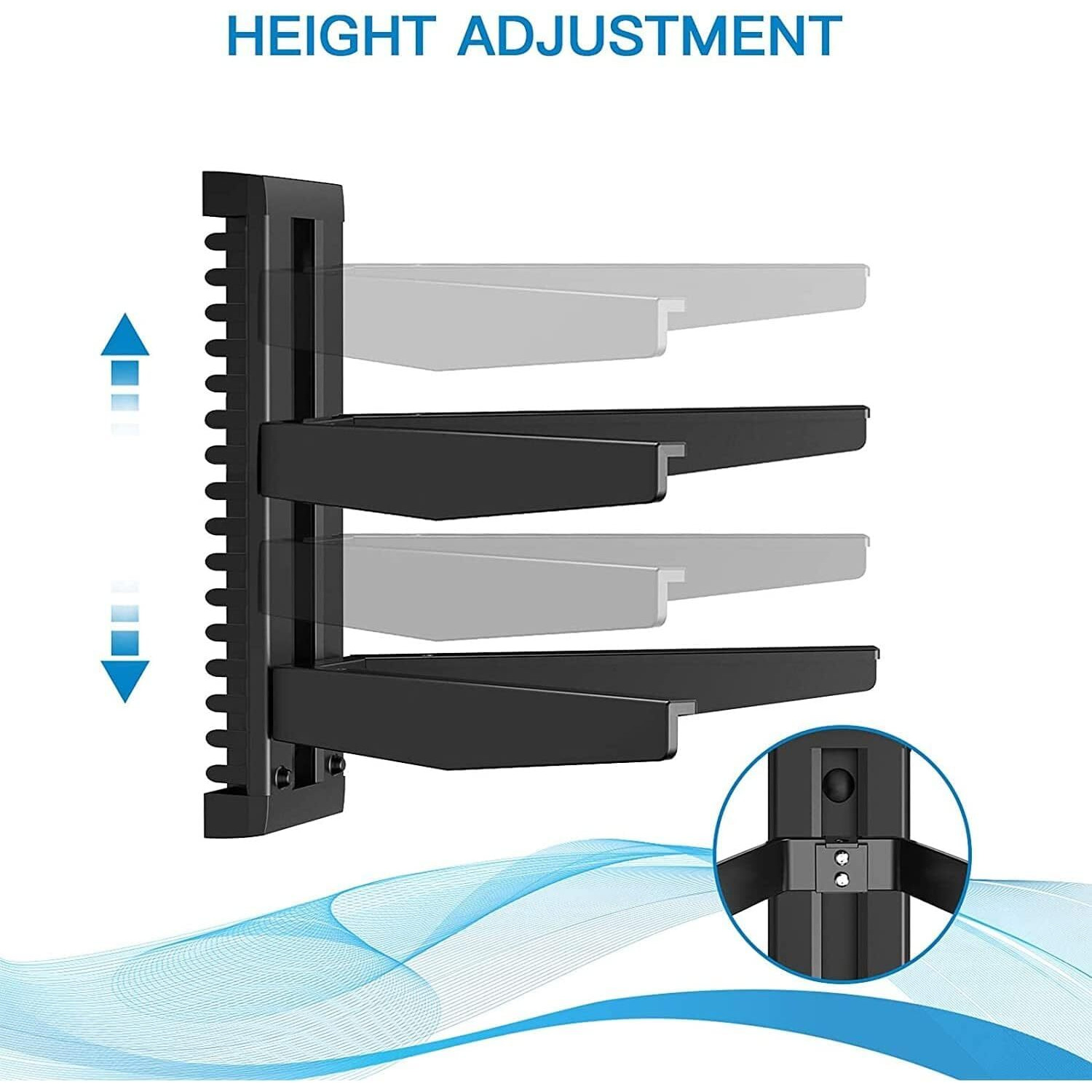 Perlesmith Floating Av Shelf Double Wall Mount Shelf - Holds Up To 16.5Lbs - Dvd Dvr Component Shelf With Strengthened Tempered Glass - Perfect For Ps4, Xbox, Tv Box And Cable Box, Black (Psdsk2)