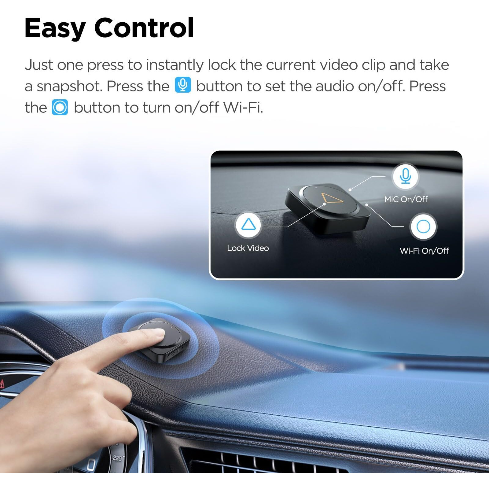 Viofo Btr200 Wireless Bluetooth Remote Control With Event Locking, Mic&Wi-Fi&Hdr On/Off Function For A329/ Vs1/ A229 Pro/ A229 Plus/ A119 Mini 2/ A139 Pro/ A139 Dash Cam