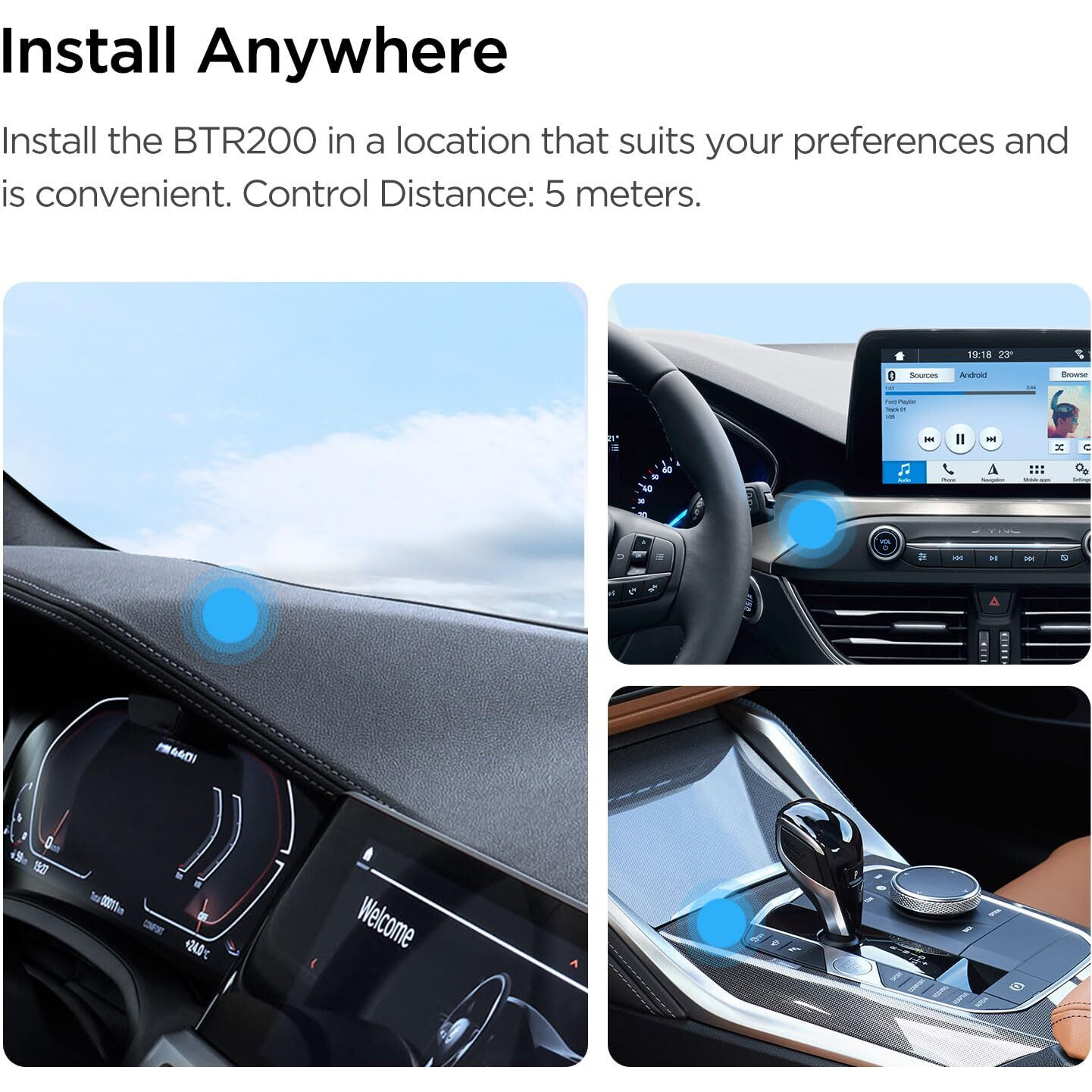 Viofo Btr200 Wireless Bluetooth Remote Control With Event Locking, Mic&Wi-Fi&Hdr On/Off Function For A329/ Vs1/ A229 Pro/ A229 Plus/ A119 Mini 2/ A139 Pro/ A139 Dash Cam