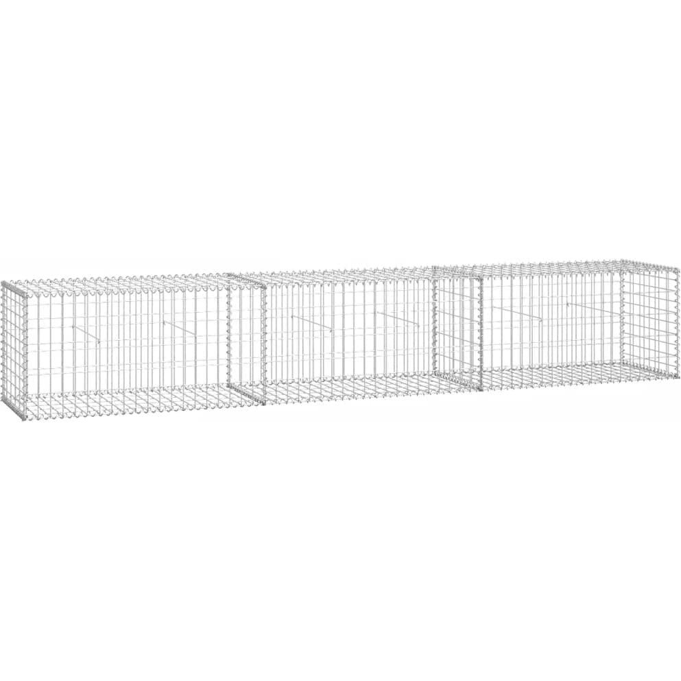 Vidaxl Gabion Wall With Covers, Galvanized Steel, Weather-Resistant And Rustproof, Ideal For Residential & Commercial Landscaping, Easy Assembly, 118"&quotX19.7"&quotX19.7""