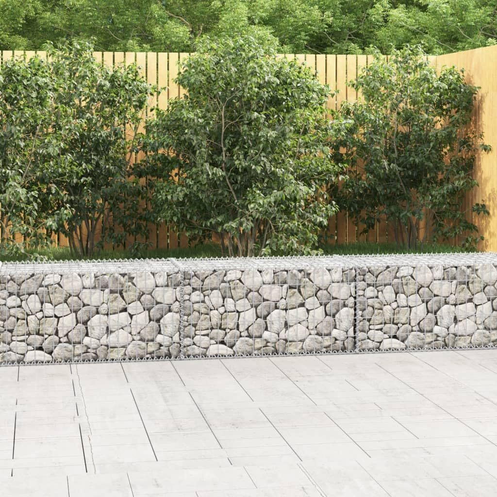 Vidaxl Gabion Wall With Covers, Galvanized Steel, Weather-Resistant And Rustproof, Ideal For Residential & Commercial Landscaping, Easy Assembly, 118"&quotX19.7"&quotX19.7""