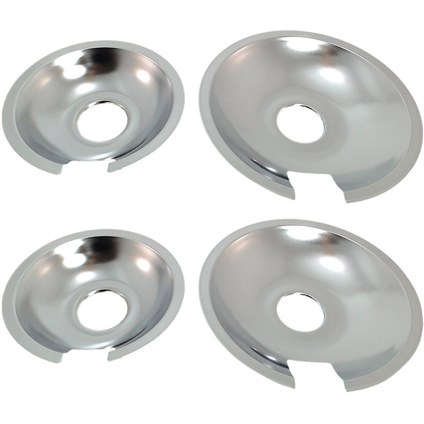 Kitchen Basics 101 Made In The Usa 715877 And 715878 Replacement Range Cooktop Drip Pans For Jenn Air - Includes 2 6-Inch And 2 8-Inch Pans, 4 Pack