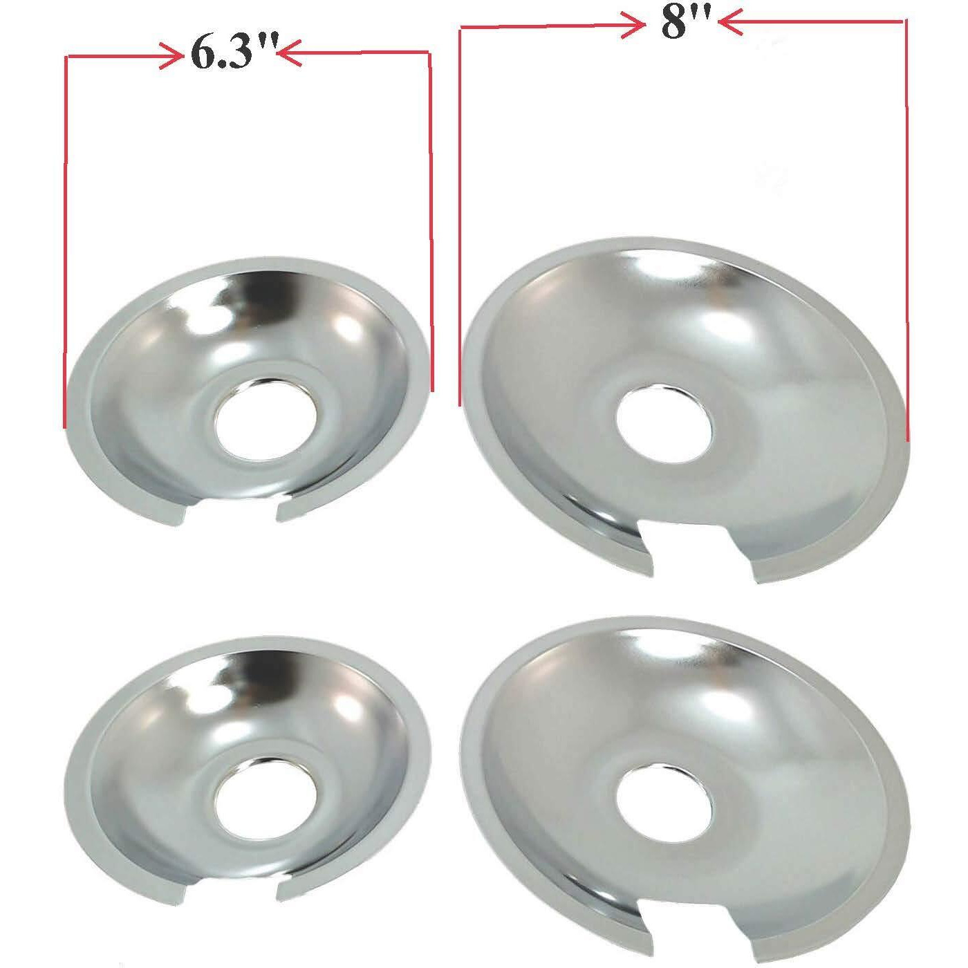 Kitchen Basics 101 Made In The Usa 715877 And 715878 Replacement Range Cooktop Drip Pans For Jenn Air - Includes 2 6-Inch And 2 8-Inch Pans, 4 Pack