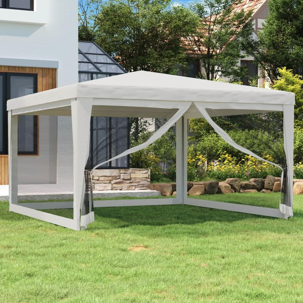 Vidaxl Party Tent - Premium White Outdoor Partytent With Mesh Sidewalls, Heavy-Duty Iron Frame, Uv And Water Resistant Roof Cover, Easy Access With Zipped Entrance - Ideal For Weddings, Bbqs, Fest...