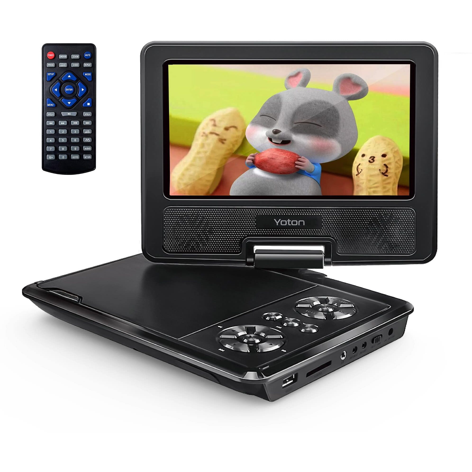 Yoton 9.5"" Portable Dvd Player For Kids And Car, 7.5"" Swivel Hd Screen With 4-6 Hours Built-In Battery, Support Sync Screen To Tv, Support Usb/Sd Card/Multiple Disc Formats