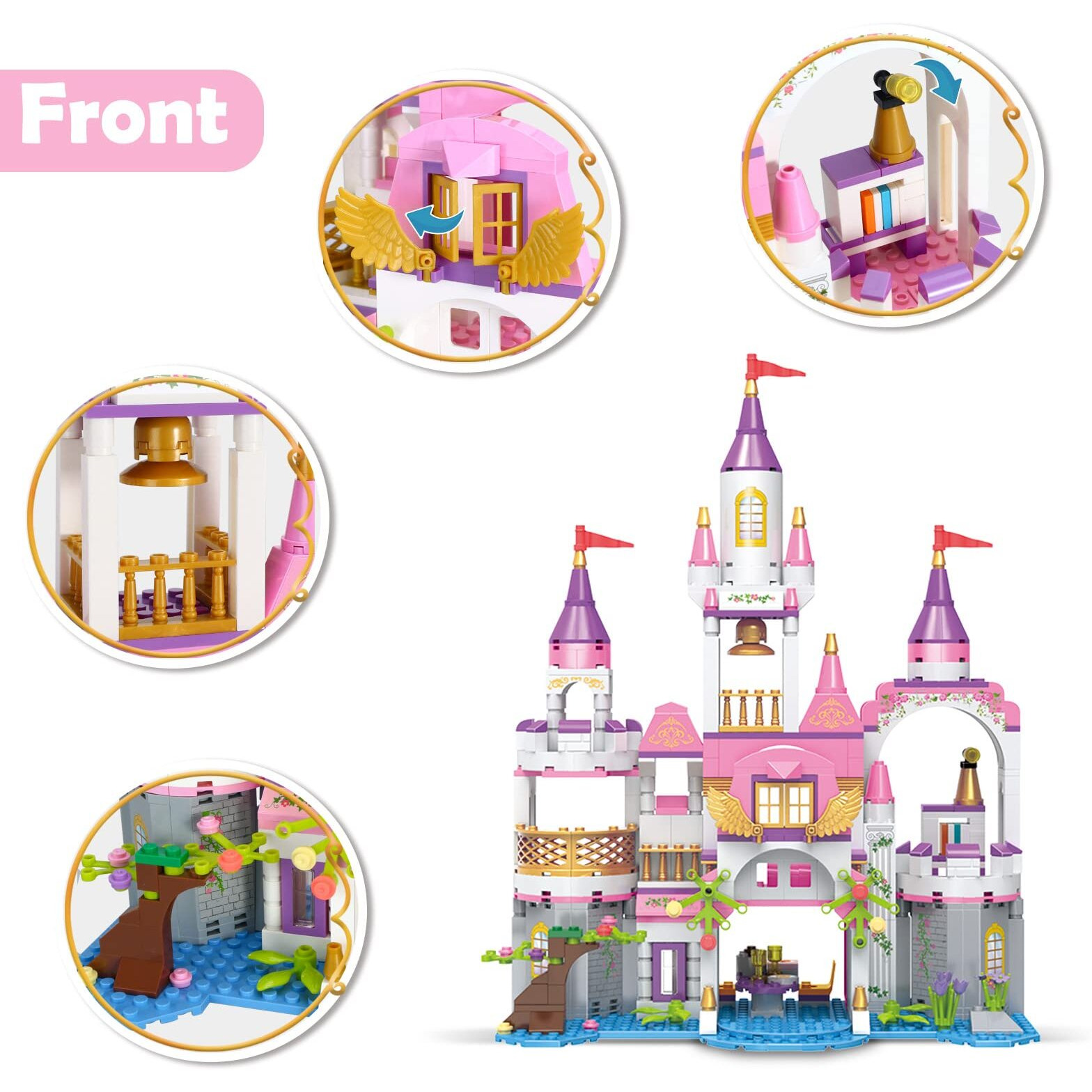 Brick Story Dream Girls Princess Castle With Carriage Building Blocks 516 Pieces Pink Castle Toys For Girls 6-12 Years Old Palace Creative Stem Building Toys Gift For Kids Birthday Christmas