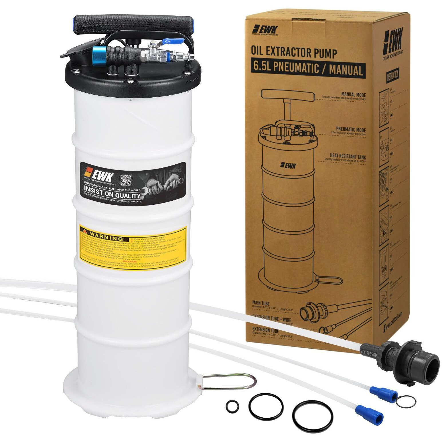Ewk Patented 6.5L Pneumatic/Manual Oil Extractor For Oil Change Pump For Automotive Fluids Vacuum Evacuation