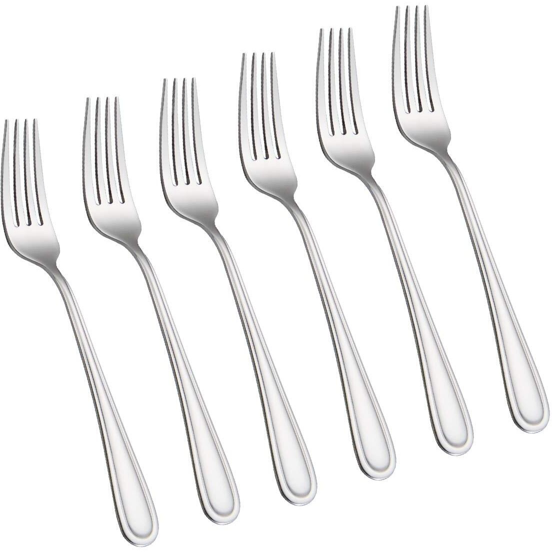 Faderic Dinner Forks,6-Pieces Table Forks,Cutlery Forks Stainless Steel 8-Inch,Silver,Round Handle
