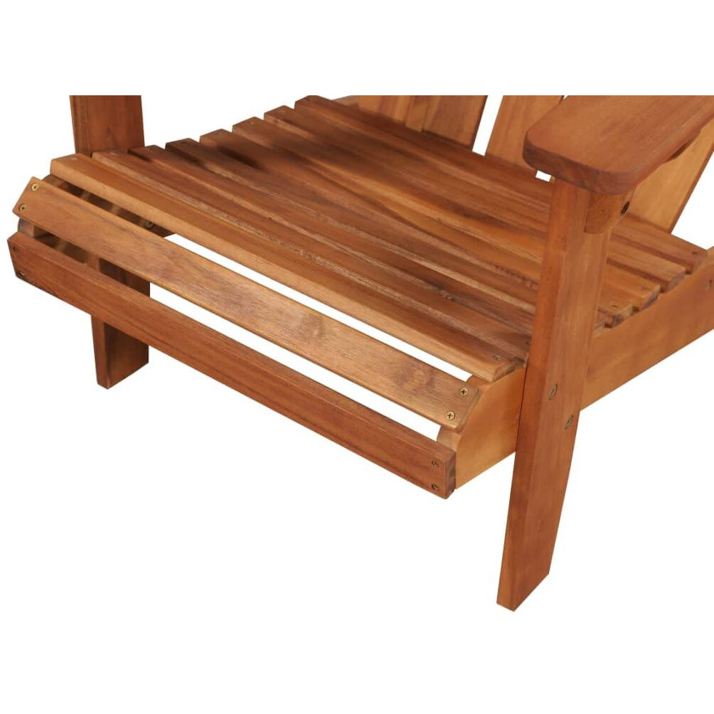 Vidaxl Solid Acacia Wood Patio Adirondack Chair, Weather-Resistant Outdoor Garden Armchair With Natural Oil Finish, Easy Assembly - Brown