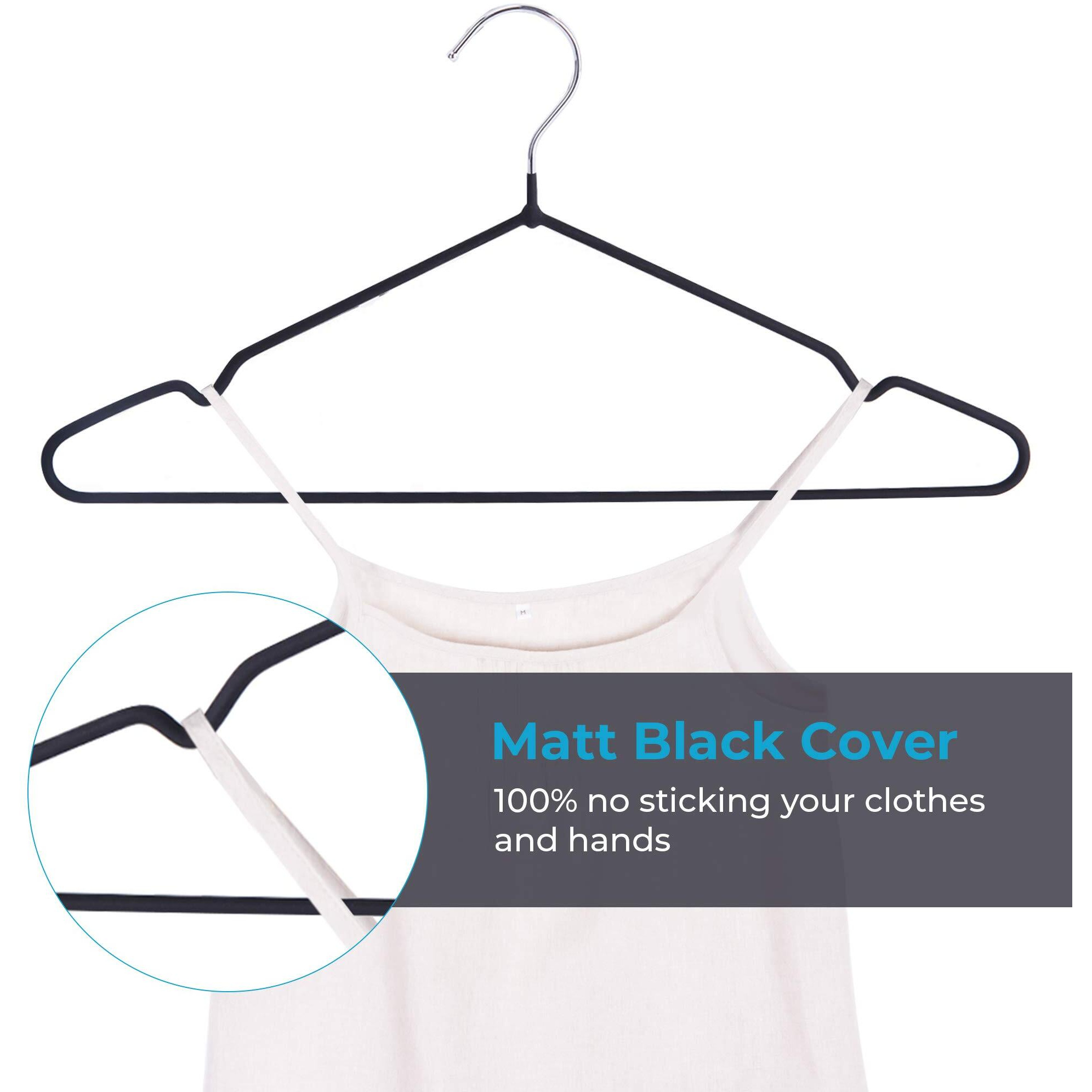 Js Hanger Metal Hangers 16.5"" Coat Hangers - Extra Thick Wire Hangers With Non Slip Matt Black Rubber Coating Heavy Duty Pant Skirt Suit Hangers For Coat (20 Pack)