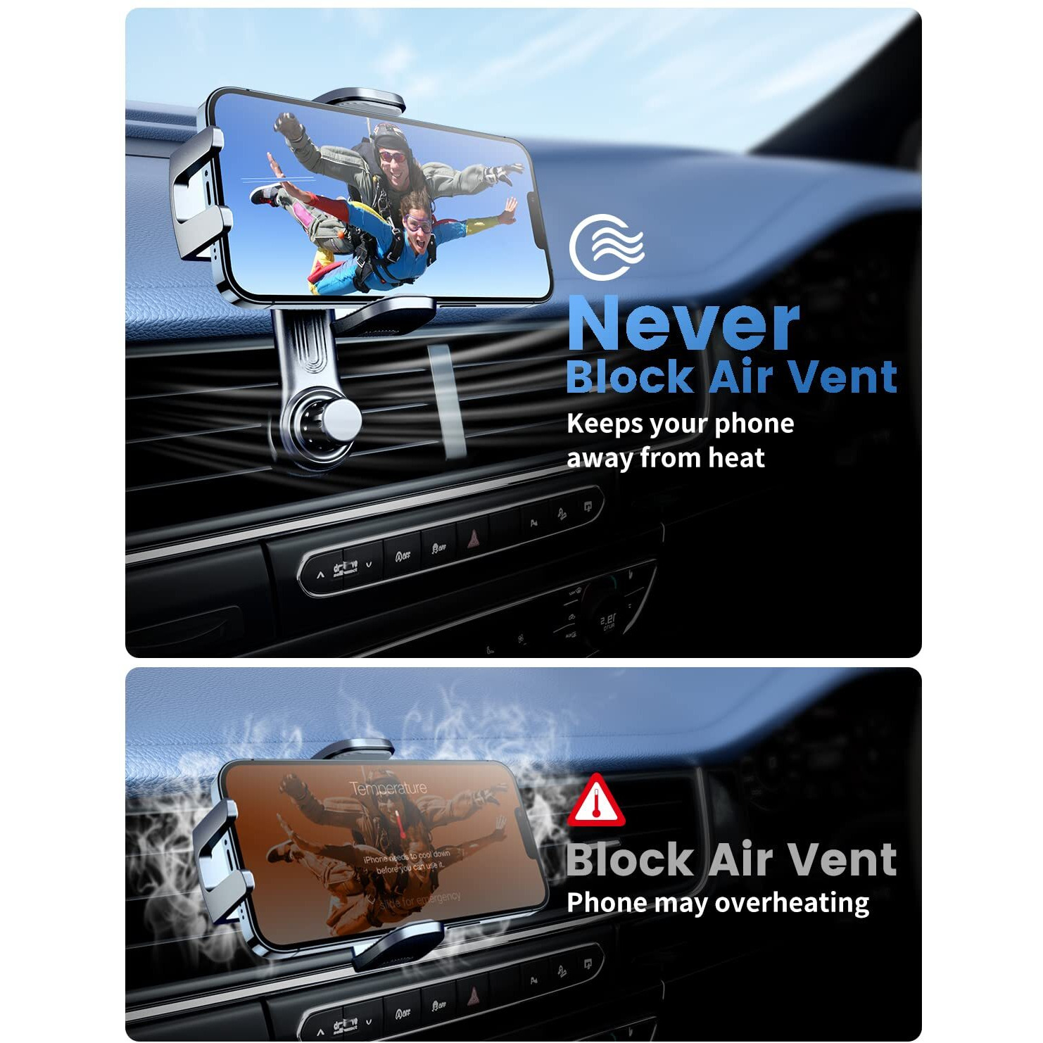 Esamcore Car Vent Phone Mount, Car Phone Holder Mount With Swing Arm Air Vent Clip Car Mount Cell Phone Holder Car For Iphone 16/15/ 14/13 Pro Max & All 4.7"" - 6.9"" Android Smartphone