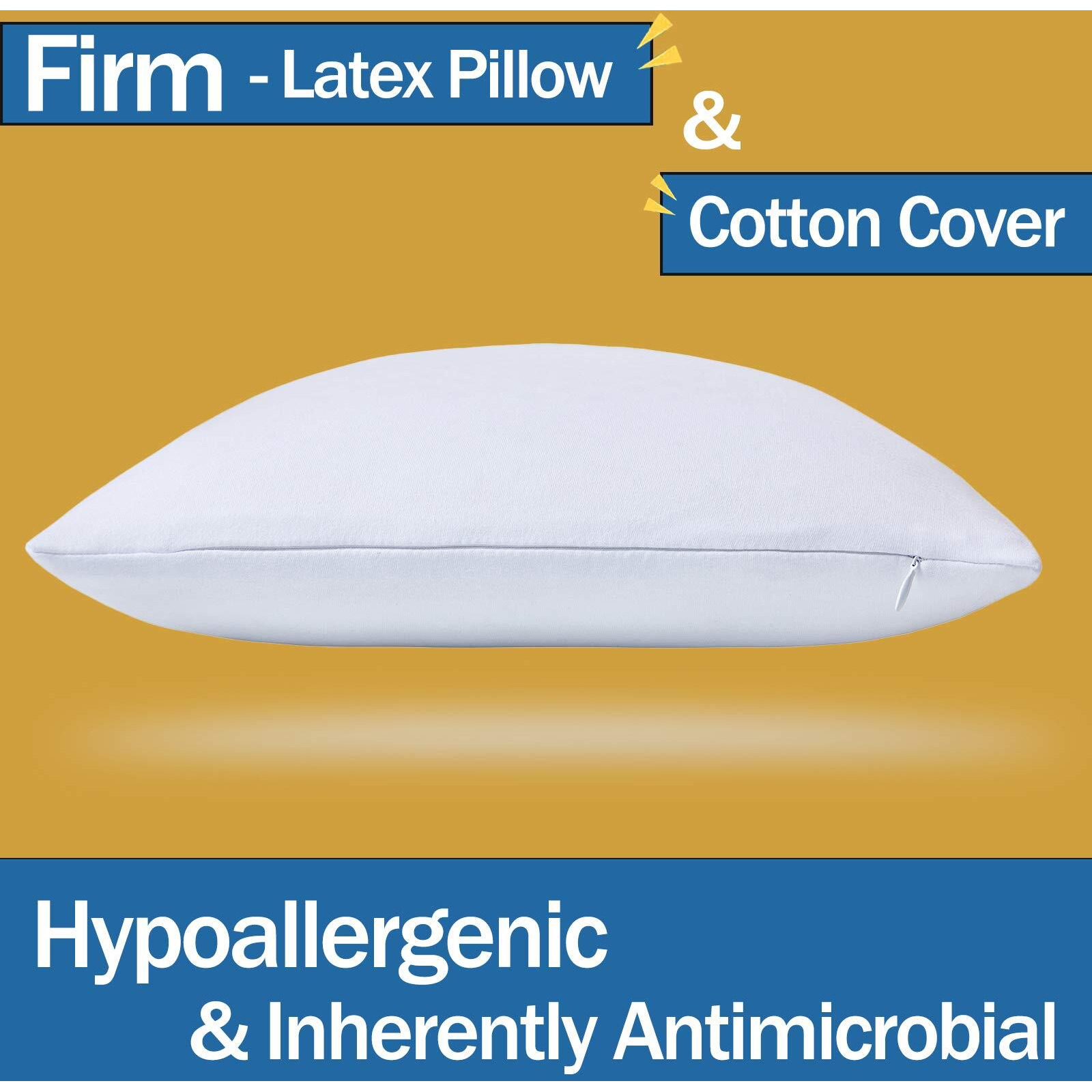 Kiss Dream 100% Natural Premium Latex Pillow, Bed Pillow With Removable Cotton Cover, Firm Sleeping Pillow, Helps Relieve Pain And Pressure, Suitable For Side Back Or Stomach Sleepers