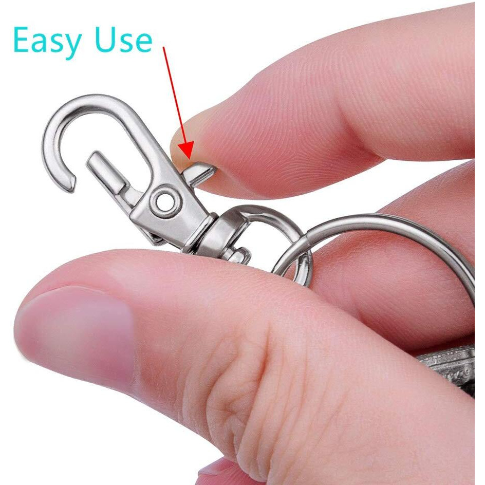 120Pcs Premium Swivel Lanyard Snap Hook With Key Rings, Metal Keychain Hooks For Jewelry Making, Crafts (Silver)