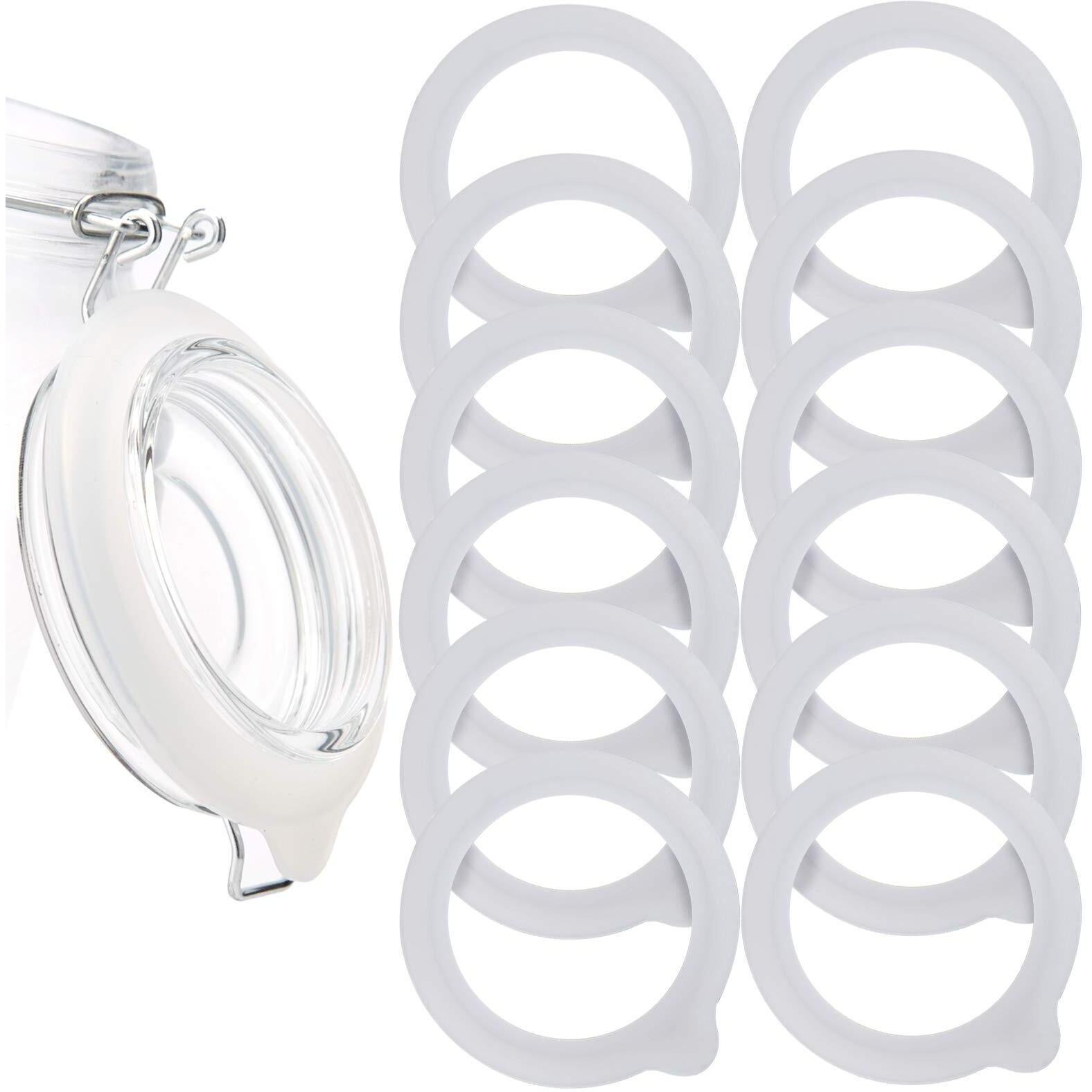 Luter 12Pcs Silicone Jar Seal Replacement Airtight Silicone Seal Gaskets For Mason Jar Lid, Wide Mouth Glass Jars
