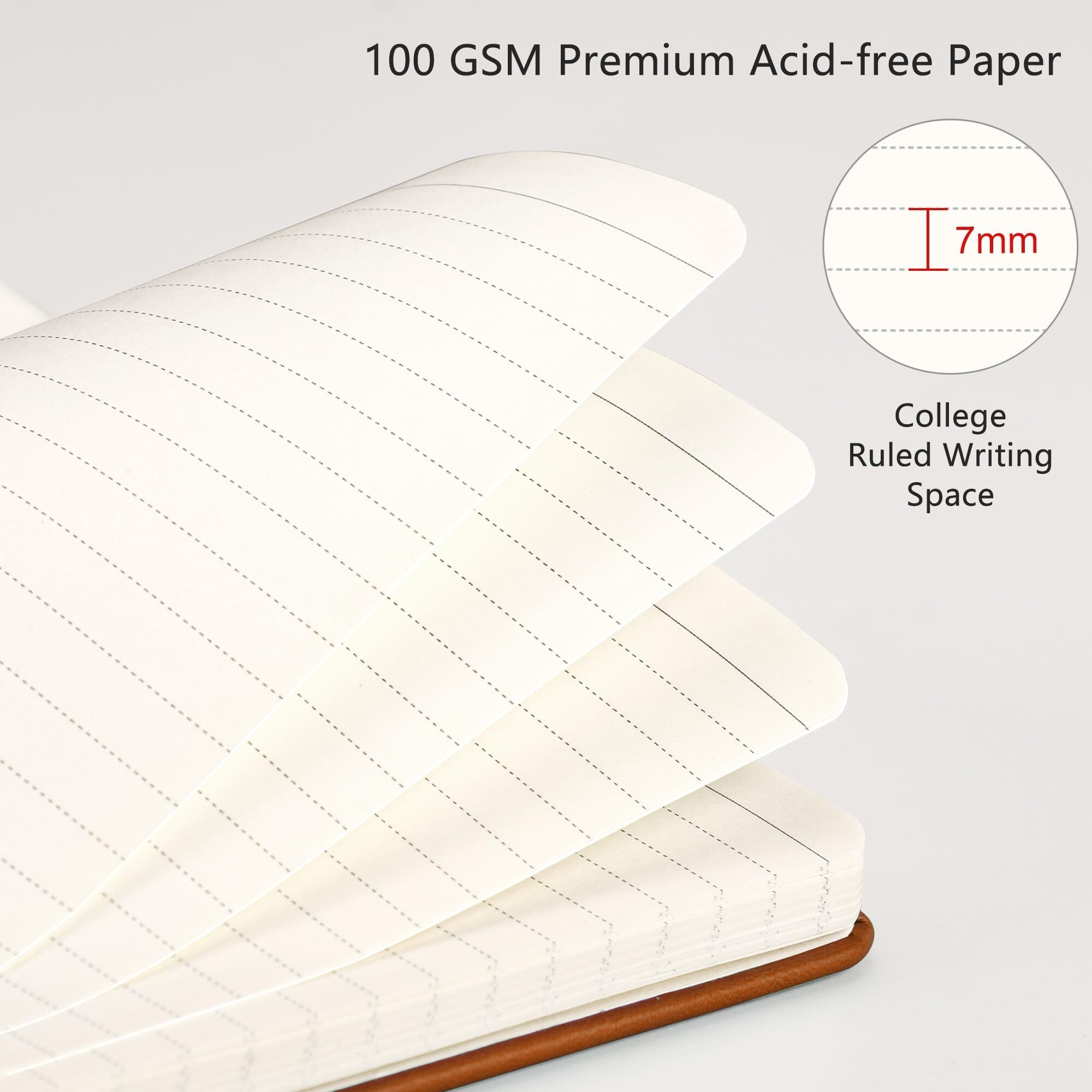 Rettacy Pocket Notebook, 2-Pack, A6 Mini Notebook Journal, Small Lined Notebook Journal With 160 Pages Per Pack, Leather Hardcover, 100 Gsm Paper, Inner Pocket, 3.5""    5.5"" (Black & Brown)