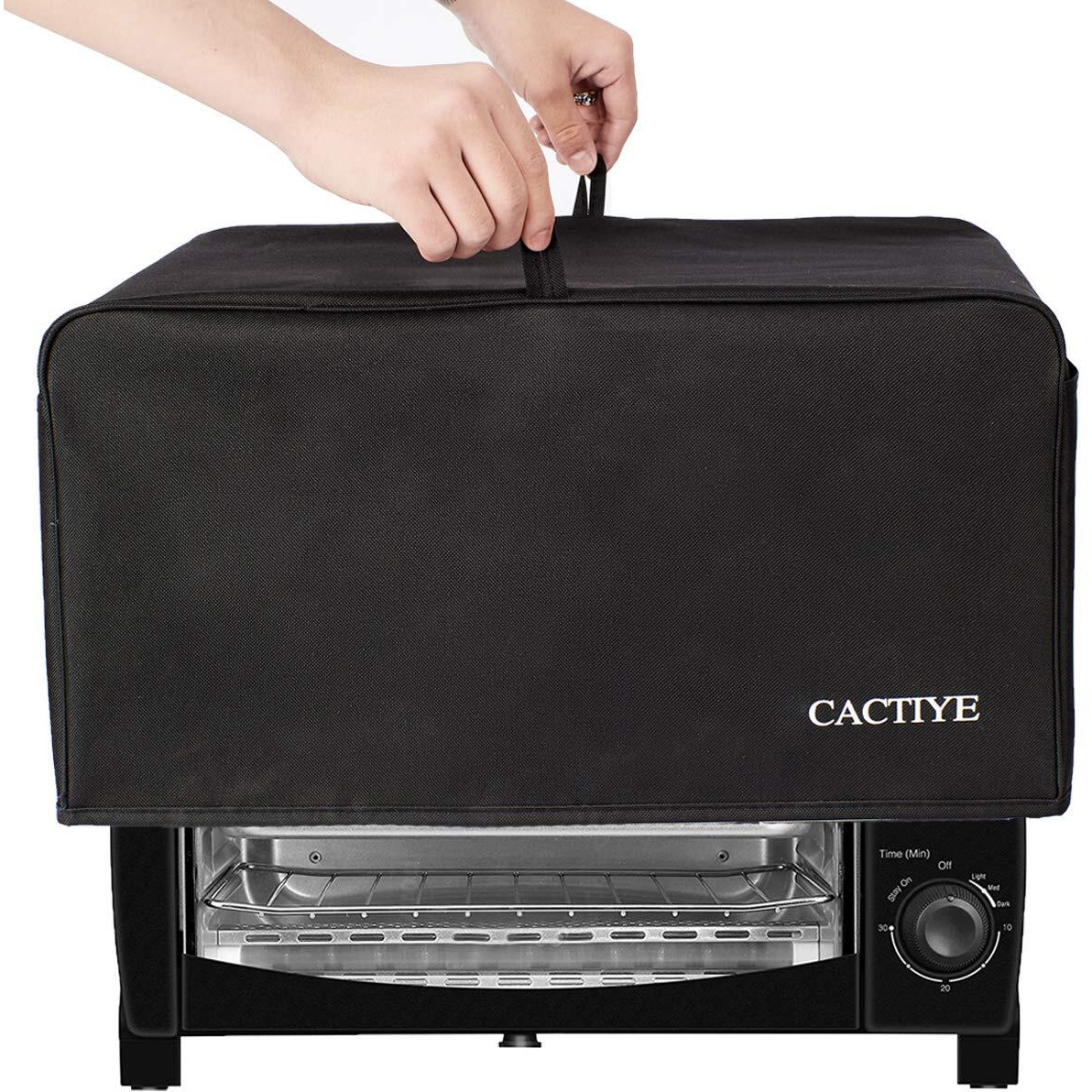 Cactiye Toaster Oven Dust Cover With Accessory Pockets Compatible With Hamilton Beach 6 Slice Of Toaster Oven (Black