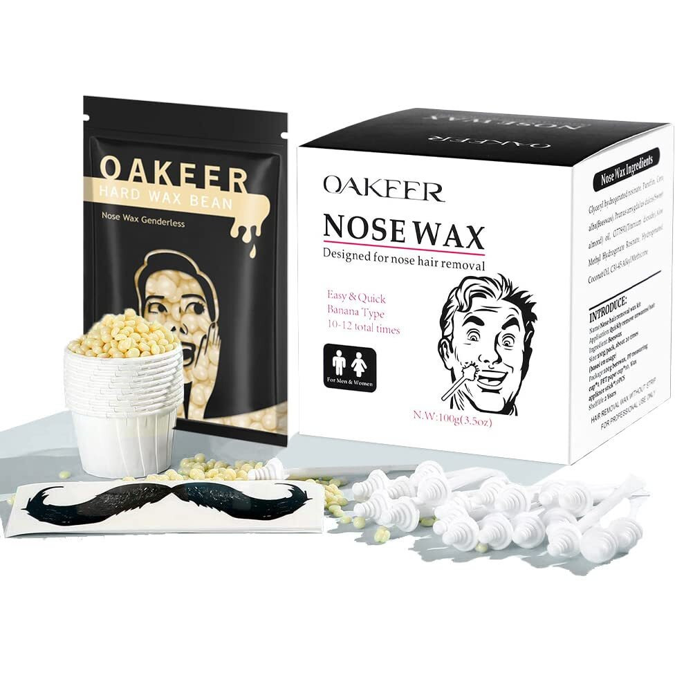 Oakeer Nose Hair Remover Kit With 30 Wax Sticks For Men And Women - 100G Nose Wax For At-Home Hair Removal