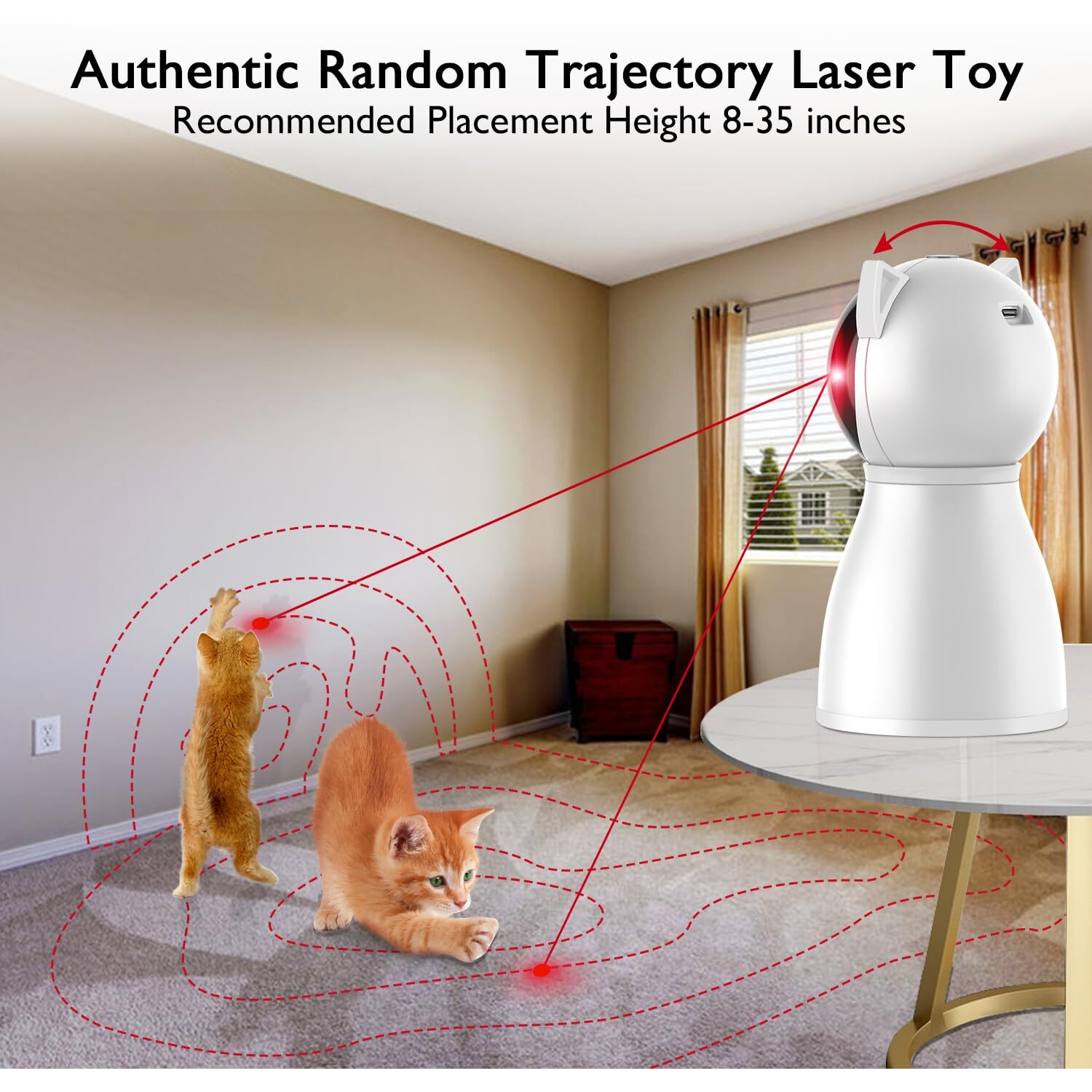 Valonii Cat Toys [2025 Newly Upgraded] Real Random Trajectory Rechargeable Motion Activated Cat Laser Toy Automatic,Interactive Cat Toys For Indoor Cats/Kitten/Dogs