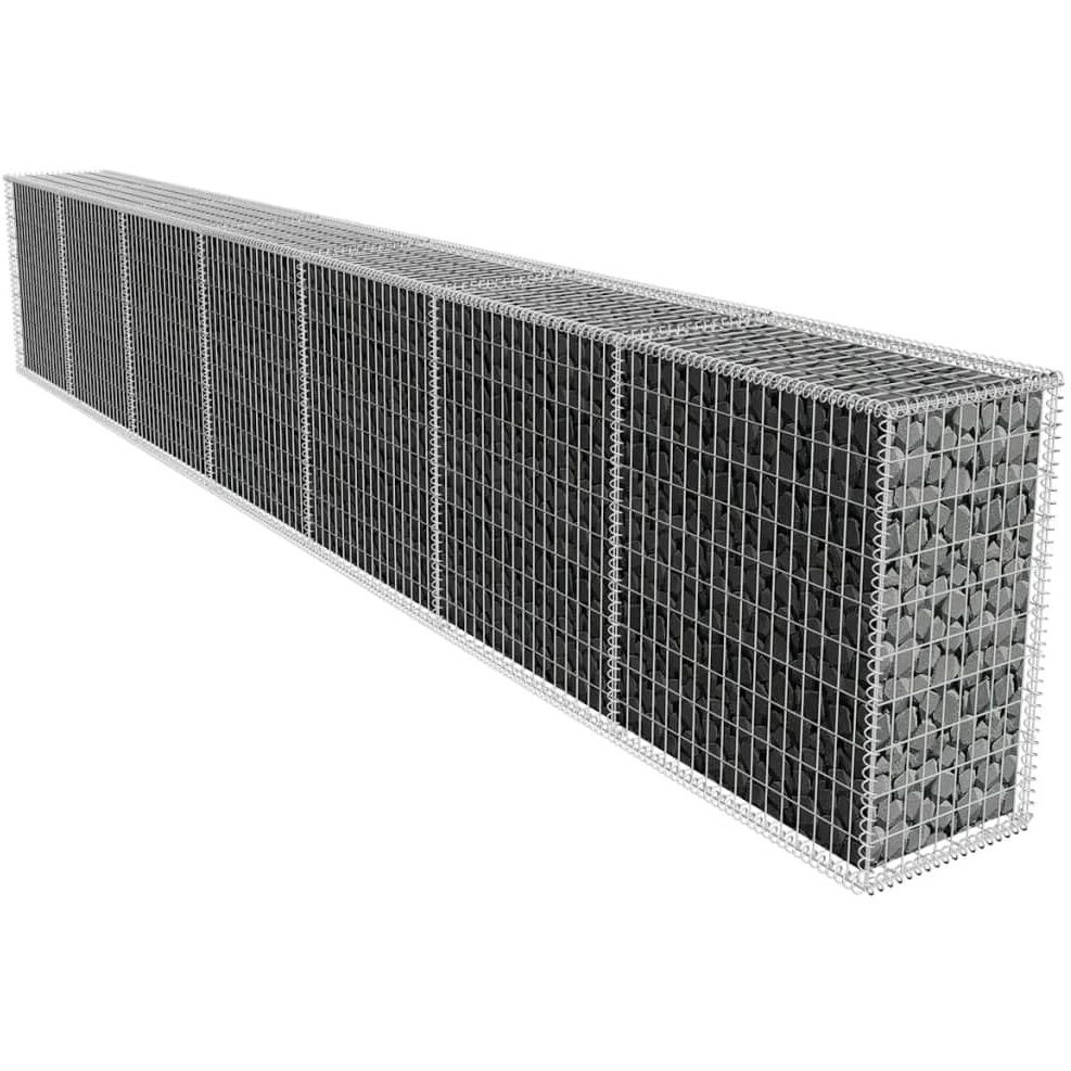 Vidaxl Galvanized Steel Gabion Wall With Cover - Rust-Proof And Weather-Resistant - Mesh Grid Structure - Ideal For Residential And Commercial Use