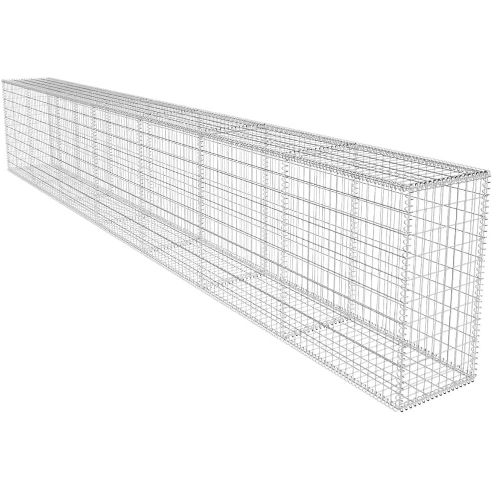 Vidaxl Galvanized Steel Gabion Wall With Cover - Rust-Proof And Weather-Resistant - Mesh Grid Structure - Ideal For Residential And Commercial Use